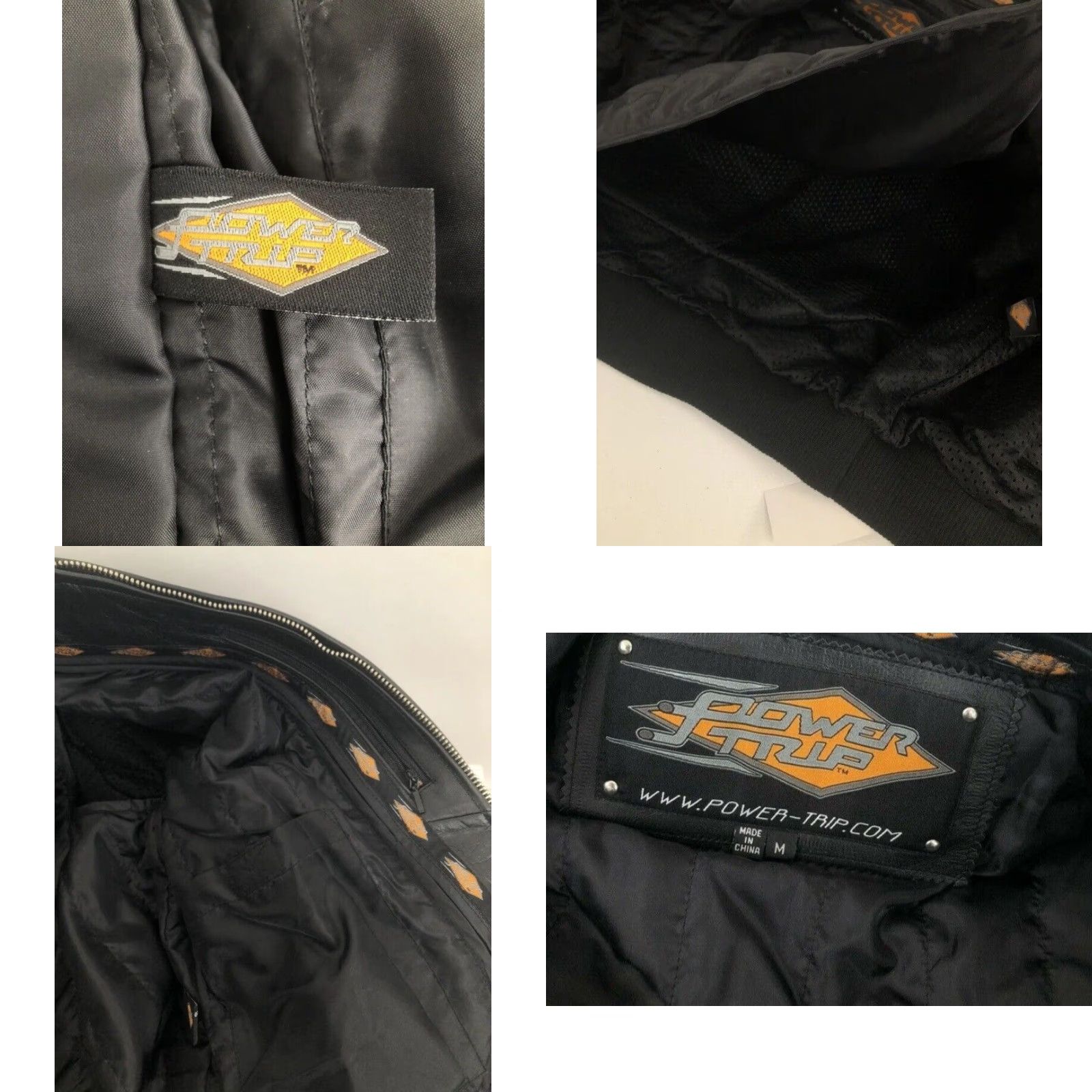 Vintage POWER TRIP Leather Motorcycle Biker Mens M Bomber Jacket Black Size US M / EU 48-50 / 2 - 8 Thumbnail