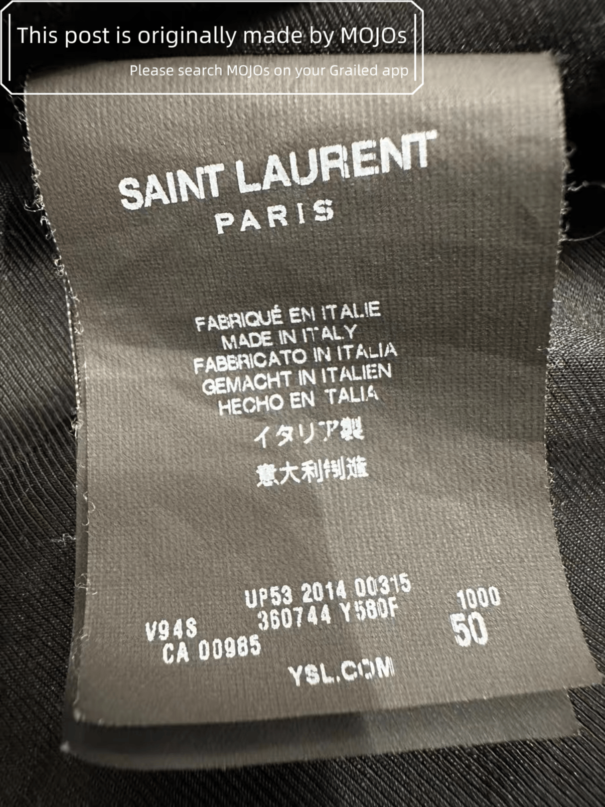 Sz 50 Saint Laurent Paris 14AW Leather Collar Rider Jacket