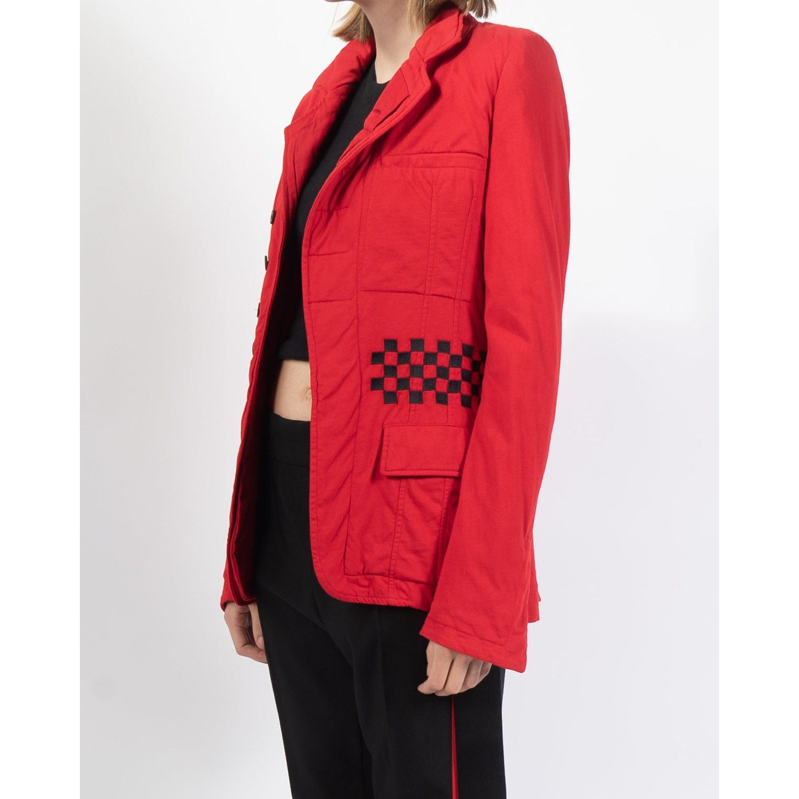 Haider Ackermann FW19 Embroidered Jacket in Red Cotton Jersey Size S / US 4 / IT 40 - 3 Thumbnail