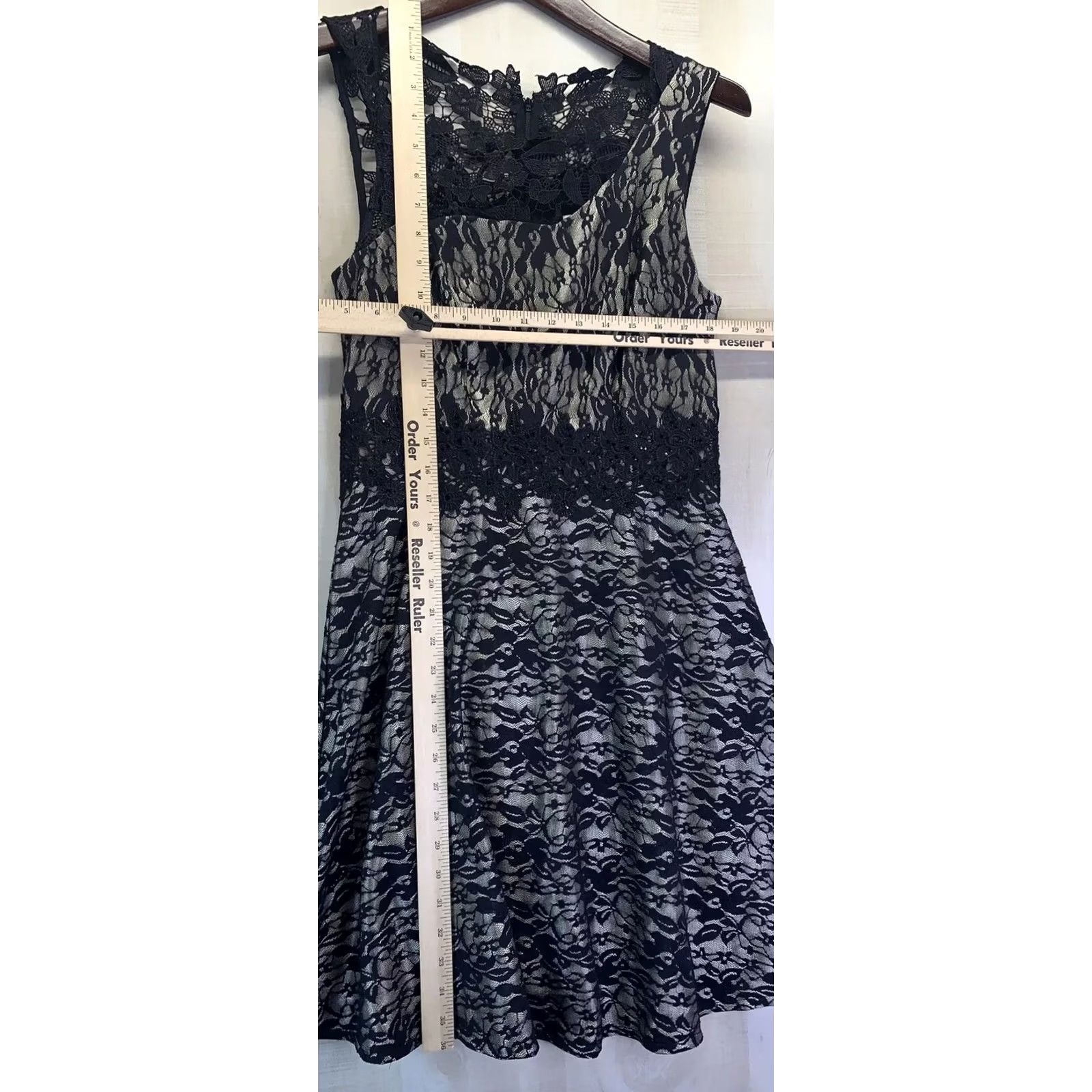 Vintage One by Eight Black Lace W/Satin Style Party/Prom Dress Size 4-4311 Size S / US 4 / IT 40 - 3 Thumbnail