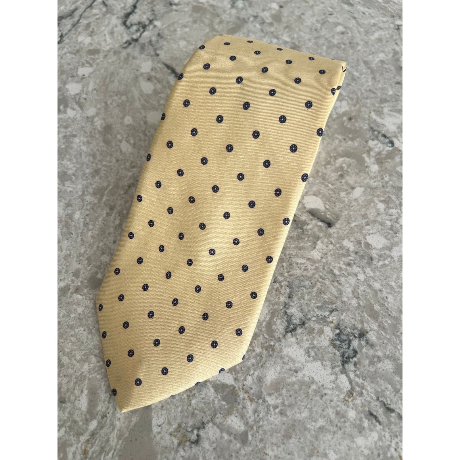 Vintage Vintage Bert Pulitzer Men's Silk Neck Tie Yellow Blue Dots Size ONE SIZE - 1 Thumbnail