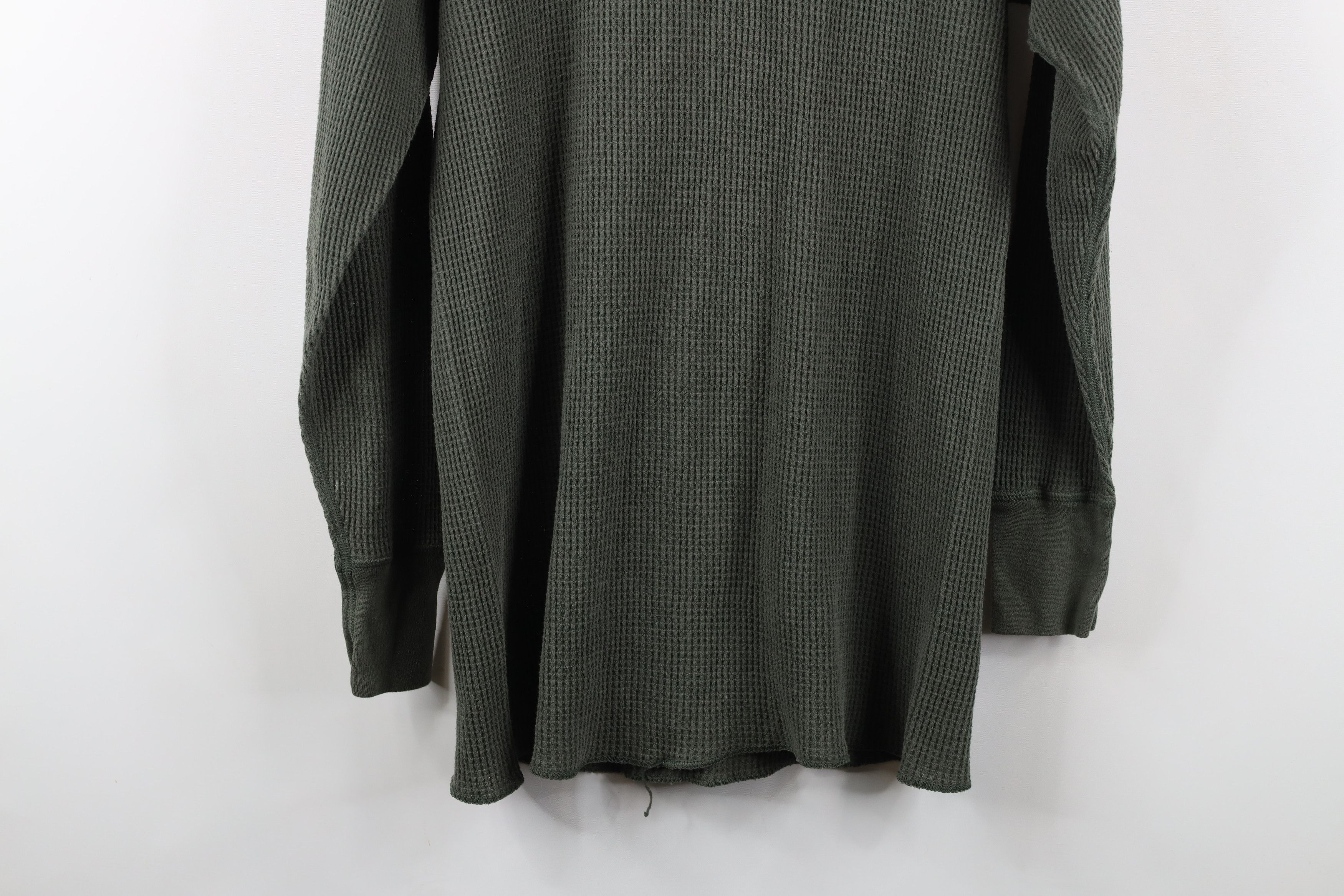 Vintage Vintage 90s Streetwear Waffle Knit Henley T-Shirt Green Size US XL / EU 56 / 4 - 12 Thumbnail