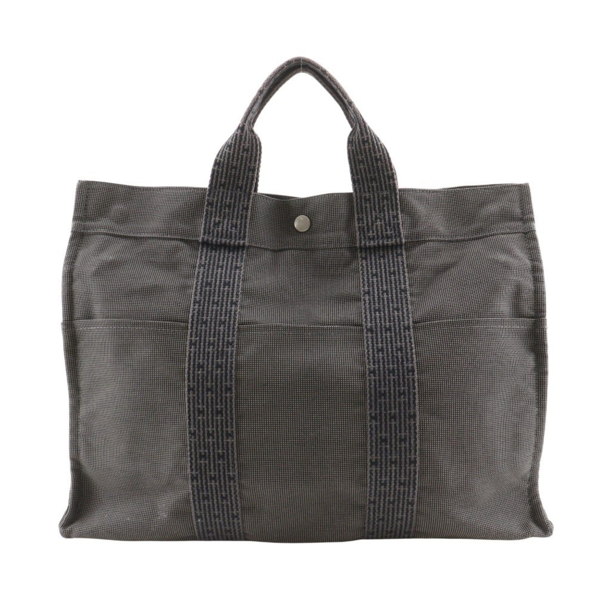 Hermes Hermes HerlineMM Handbag Tote Bag Nylon Canvas Gray A5 Snap Button Unisex Size ONE SIZE - 1 Thumbnail