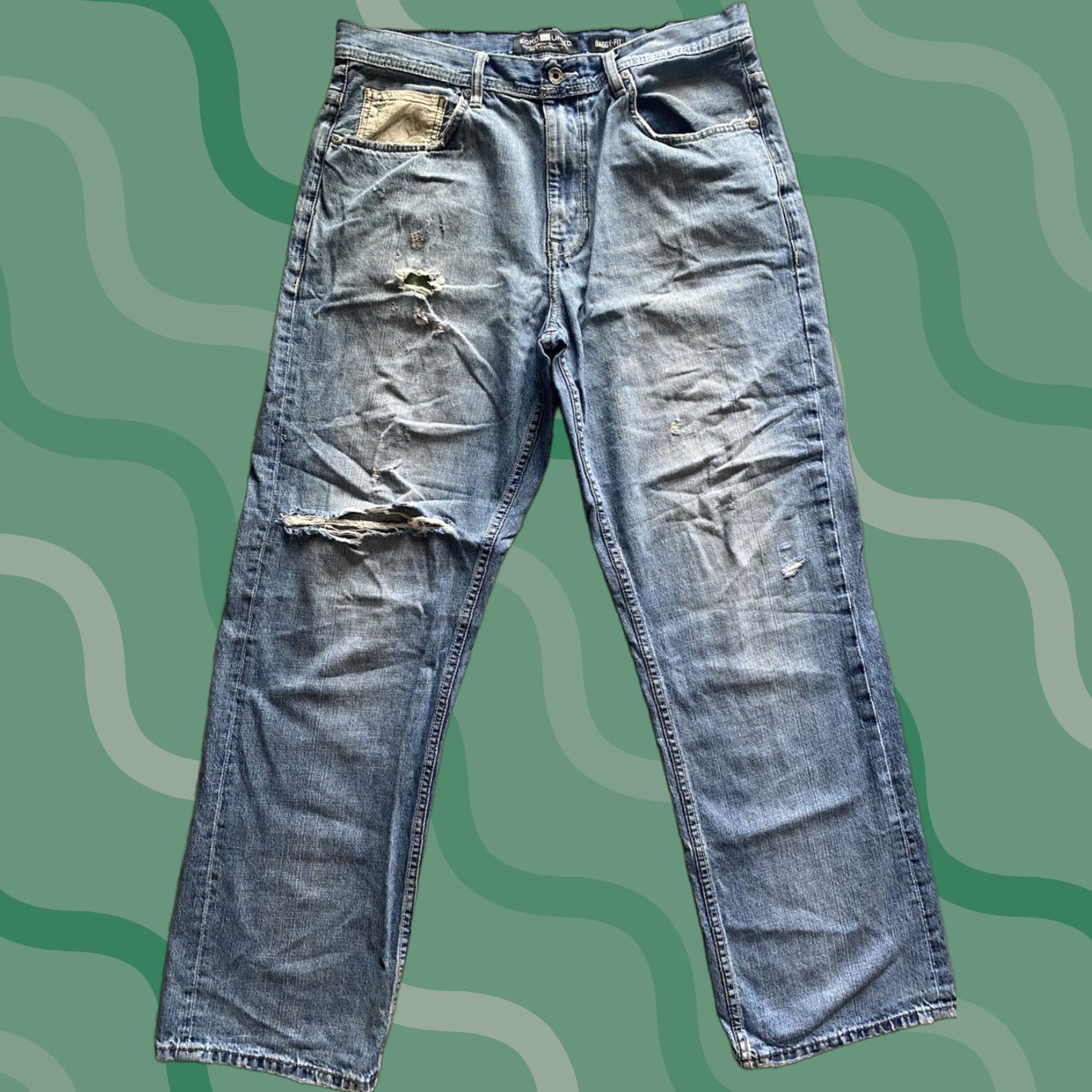 Ecko Unltd. VINTAGE Ecko Unltd Baggy Fit Jeans Pants Mens 36 Blue Damaged Wear Flaws Pockets 36 Mens Blue Baggy Jeans Size US 36 / EU 52 - 1 Thumbnail