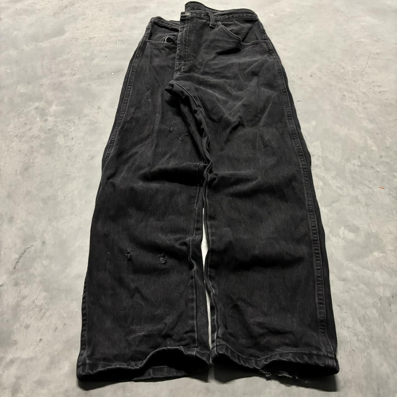 Japanese Brand × Vintage Crazy Vintage Y2K/2000s Grunge Solid Black Essential Denim Jeans! Size US 35 - 3 Thumbnail