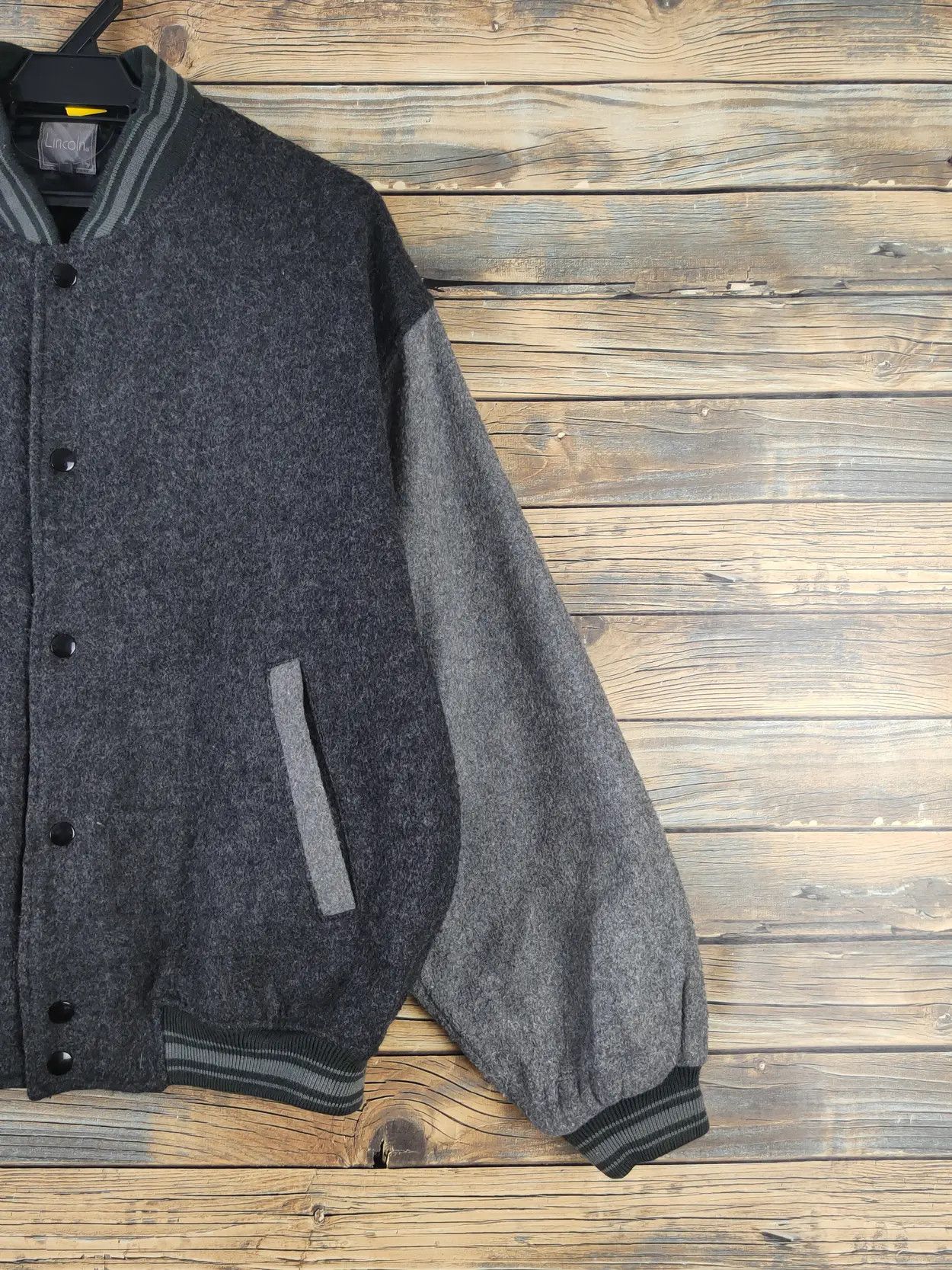 Japanese Brand DL 1964 Lincoln Black Gray Wool Varsity Jackets #W2230 Size US L / EU 52-54 / 3 - 11 Thumbnail