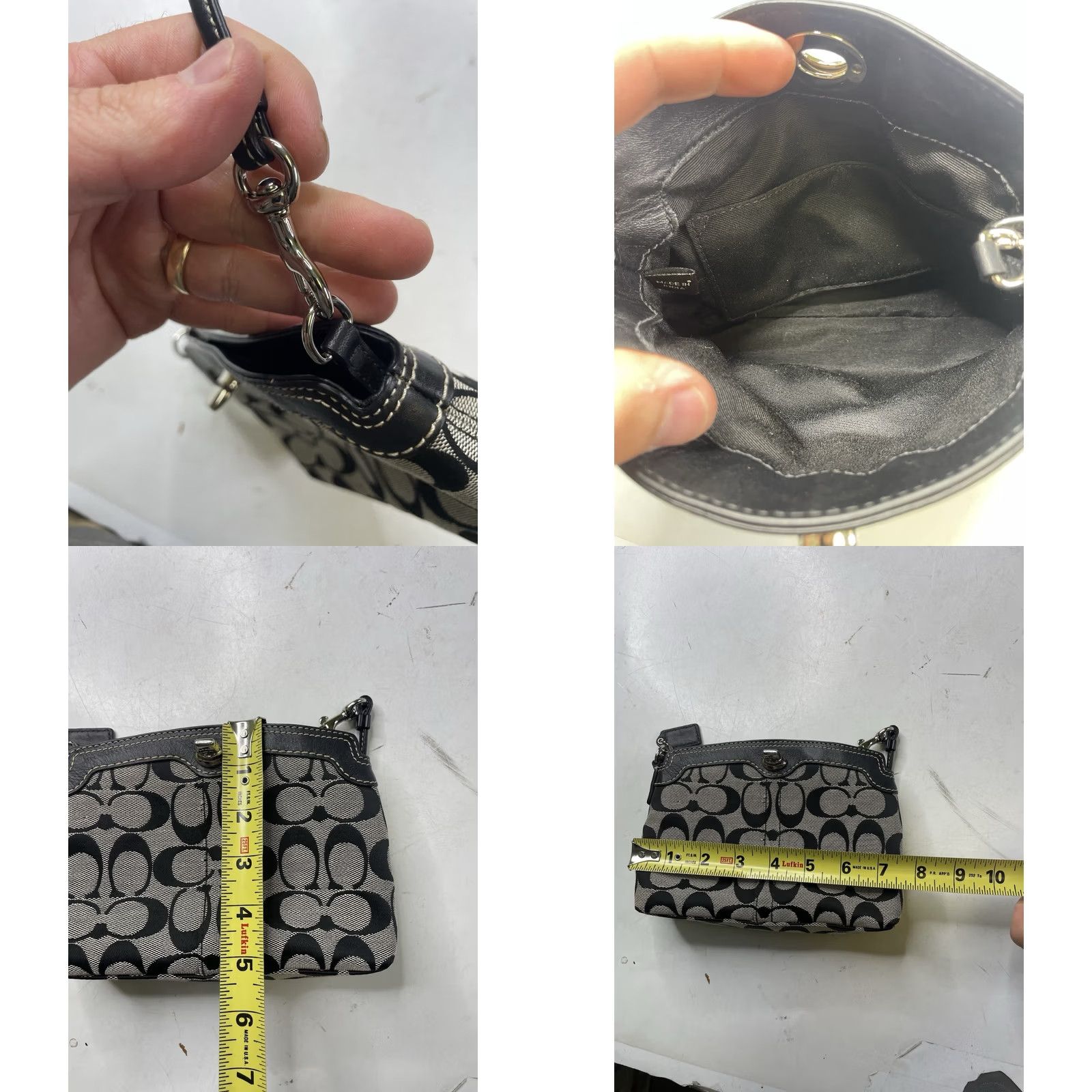 Coach VINTAGE Coach Shoulder Bag Gray Black Signature C Jacquard Turnlock Mini Hobo Bag Womens Size ONE SIZE - 8 Thumbnail
