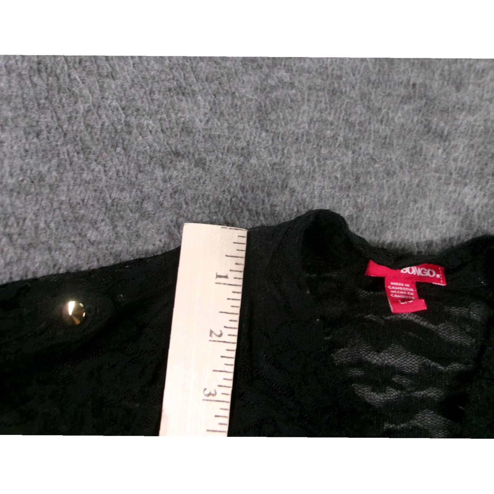 Vintage Bongo Blouse Women Large Black Sheer Collared Short Sleeve Casual Chic Size L / US 10 / IT 46 - 4 Thumbnail
