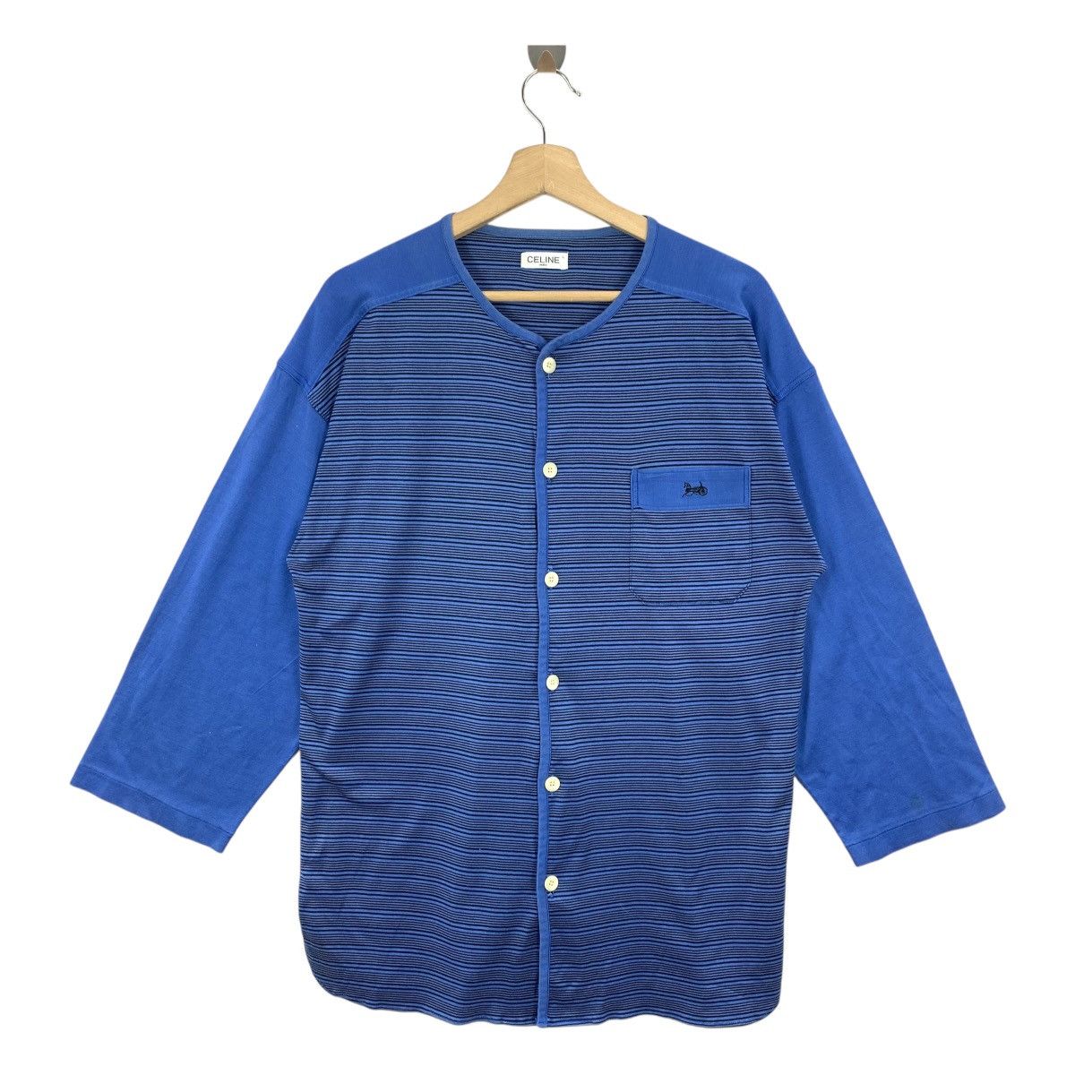 Celine × Vintage Vintage CELINE Long sleeve stripe button up tee Size US L / EU 52-54 / 3 - 1 Thumbnail