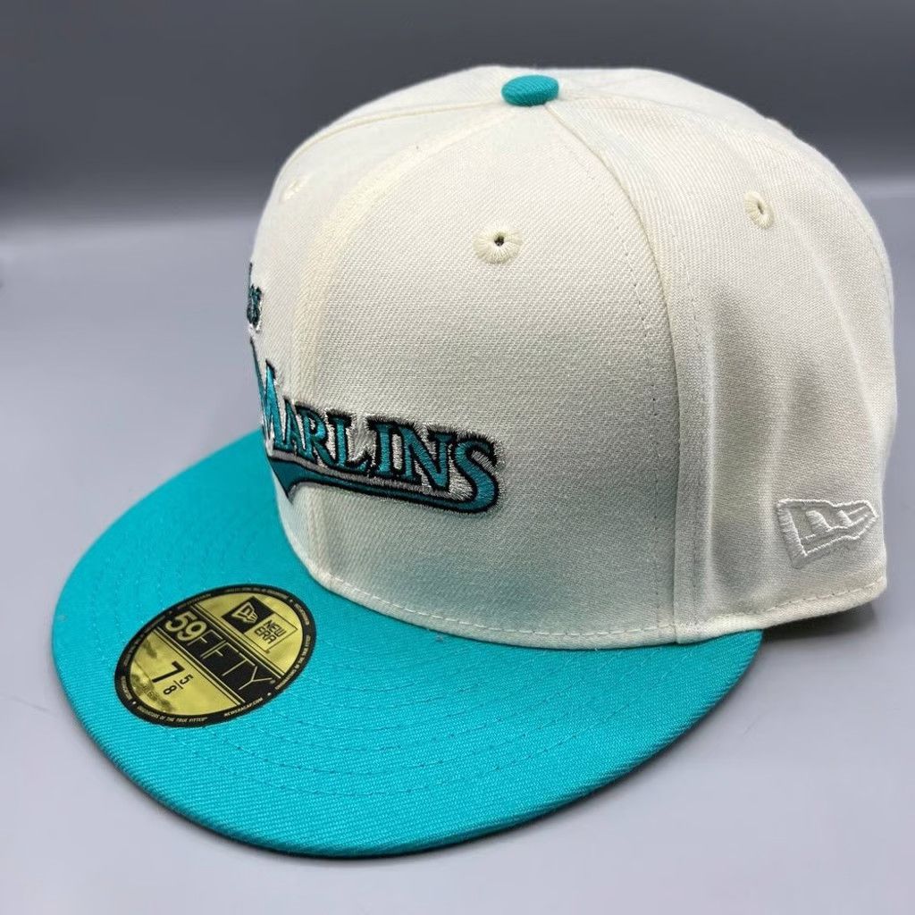 New Era Florida Marlins Hat Men 7 5/8 59Fifty New Era Fitted Cap Size ONE SIZE - 3 Thumbnail