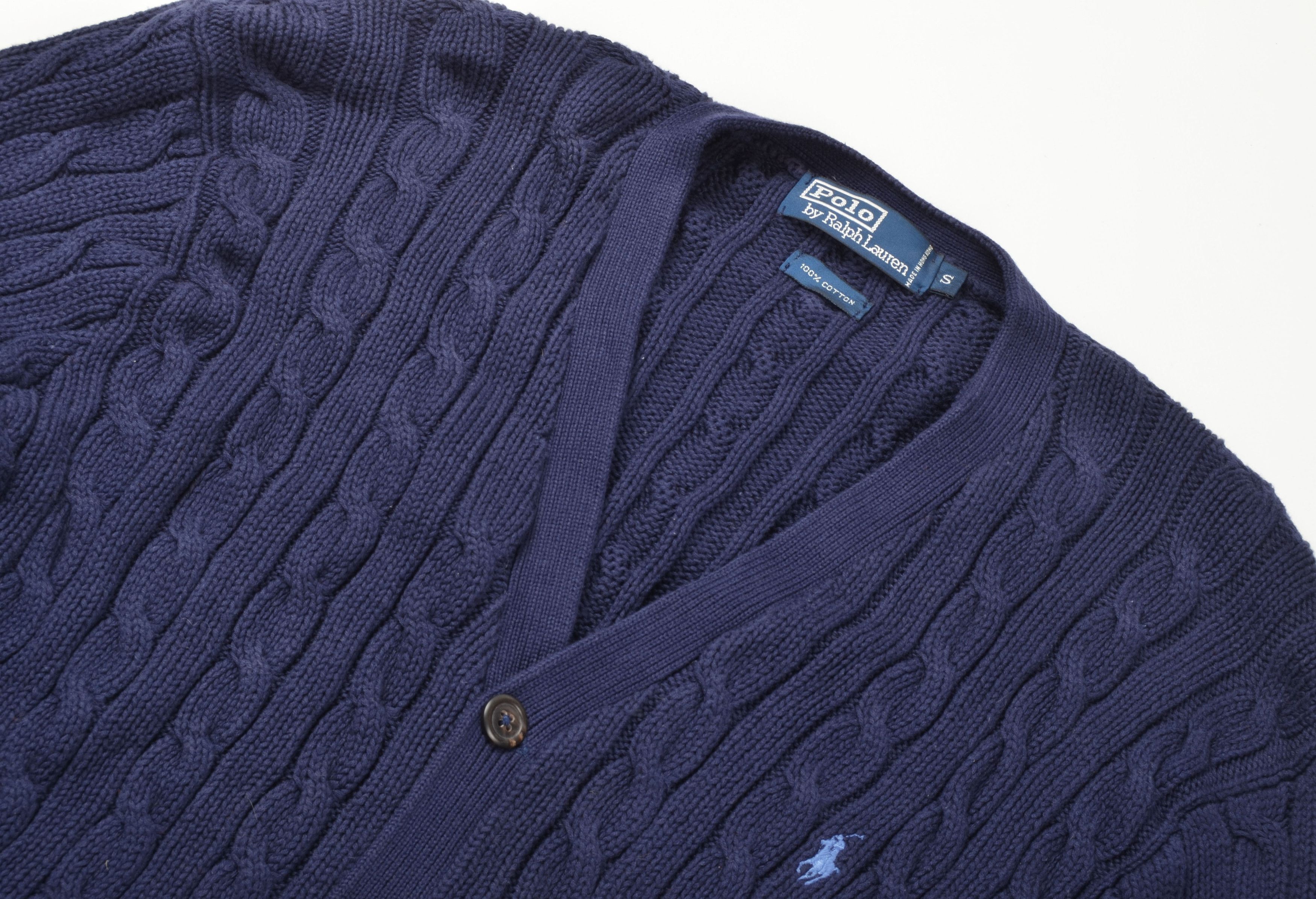 Polo Ralph Lauren Polo Ralph Lauren Cable Knit Blue Cotton Cardigan Size US S / EU 44-46 / 1 - 2 Thumbnail