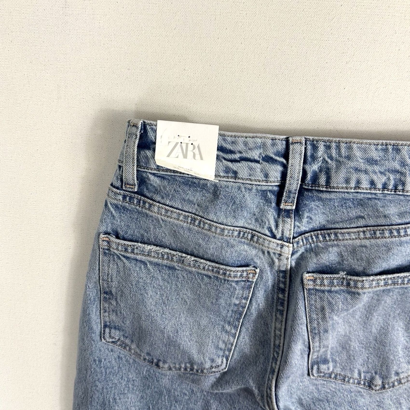 Zara Zara Jeans 34 Blue Denim Ankle Straight Hi Rise Light Wash 26" Inseam NWT Women Regular 5-Pocket Design Size 24" / US 00 / IT 34 - 5 Thumbnail