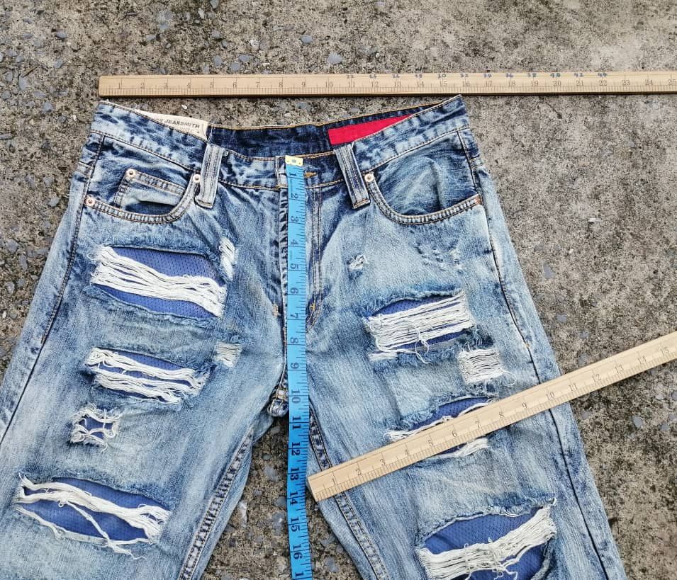 If Six Was Nine Tough Jeansmith Nice Distressed Design Denim Jeans Size US 31 - 6 Thumbnail