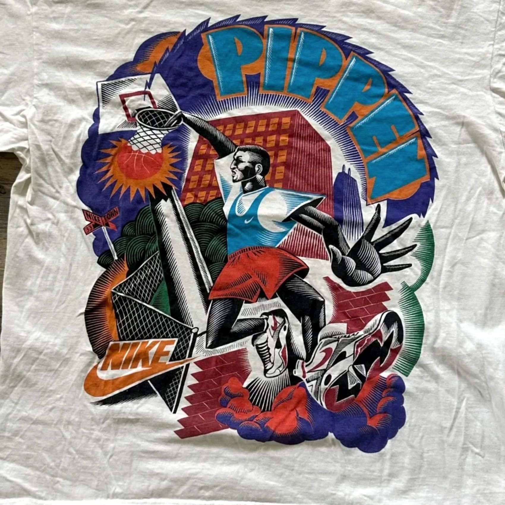 Nike VINTAGE Scottie Pippen Nike Hoop Heroes Chris Gall T-Shirt L Mens White Size US L / EU 52-54 / 3 - 2 Thumbnail