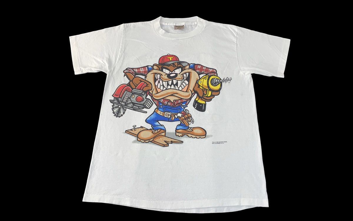 Looney Tunes Taz Devil Handyman Carpenter Mirror Screen Tee
