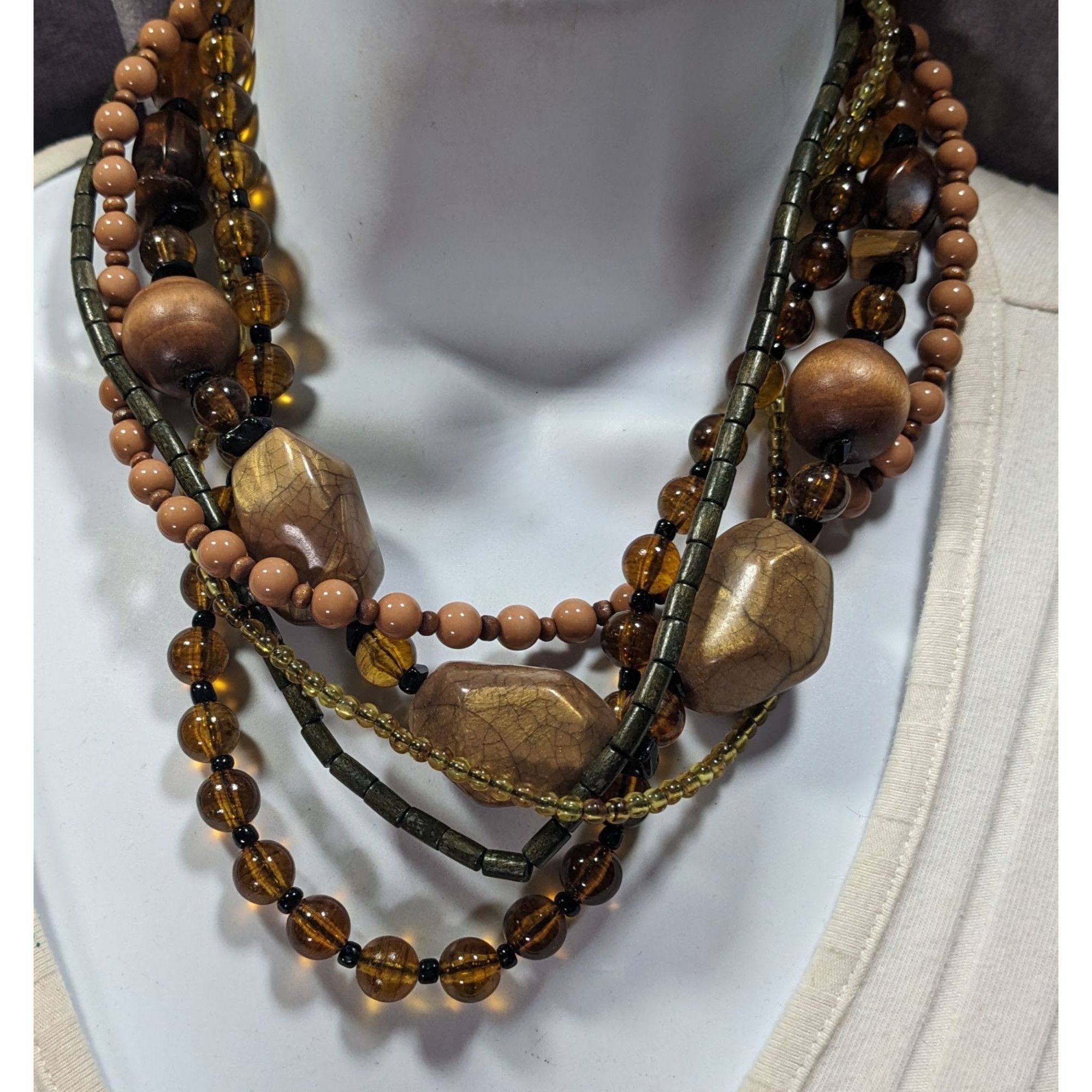 Nordstrom Nordstrom Bohemian Earthy Chunky Multilayer Beaded Necklace Size ONE SIZE - 2 Thumbnail