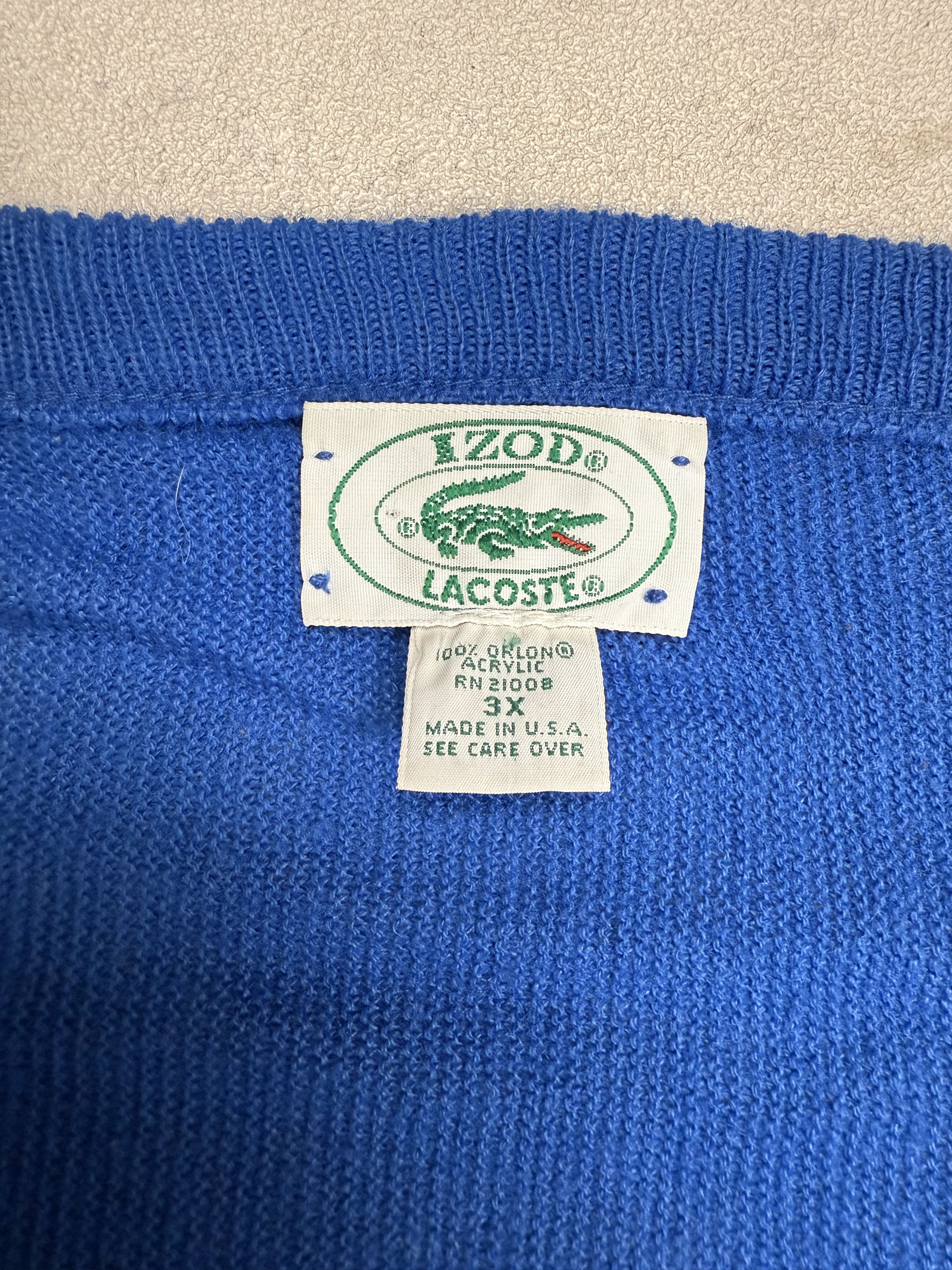 Lacoste Vintage 90s Lacoste Knit Sweater Cardigan Jumper Blue Size US XXL / EU 58 / 5 - 4 Thumbnail