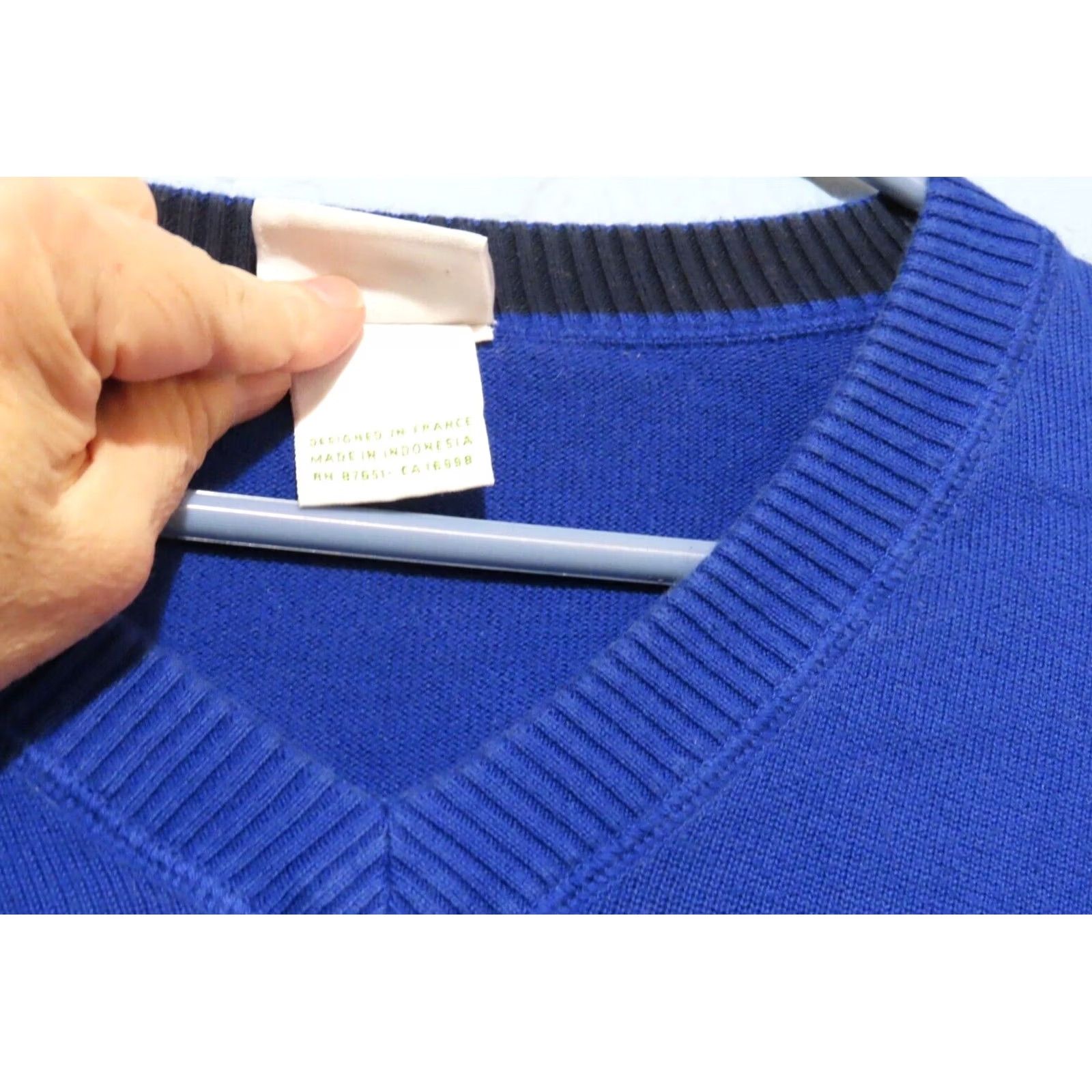 Lacoste Lacoste Mens Sweater 2XL Blue V-Neck Pullover Cotton Logo Casual Pullover Mens Size US XXL / EU 58 / 5 - 5 Thumbnail