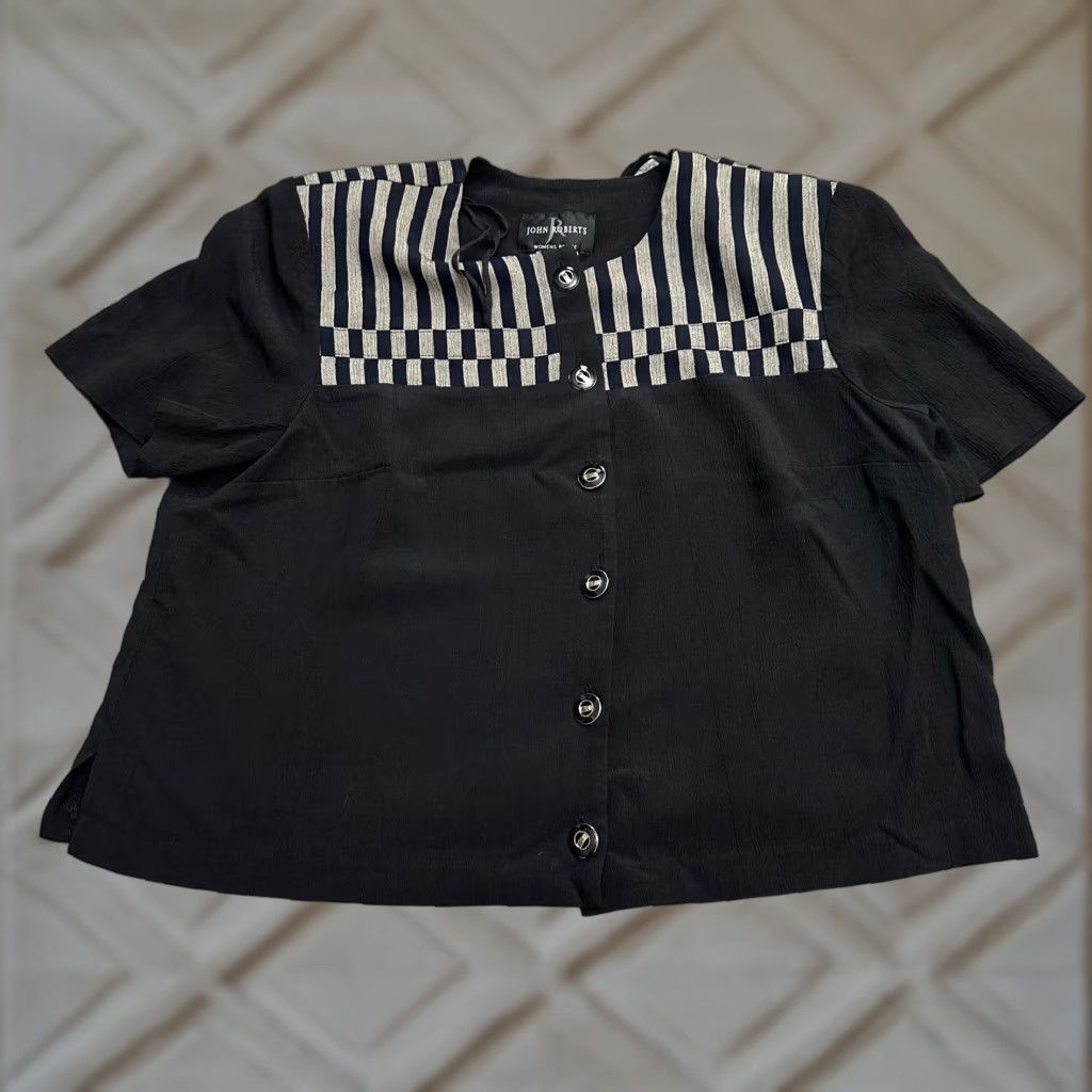 Vintage John Roberts Shirt Petite 20WP Black Check Short Sleeve Button-Up Womens Size 3XL / US 20-22 - 1 Thumbnail