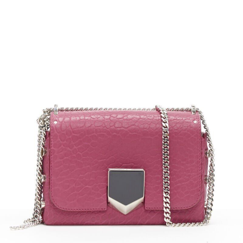 new JIMMY CHOO Lockett Petite fuschia pink grainy leather buckle