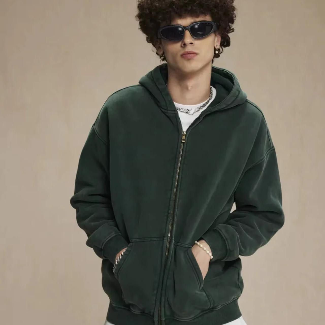 Other Faded Green Double Zip Up Hoodie Size US M / EU 48-50 / 2 - 3 Thumbnail