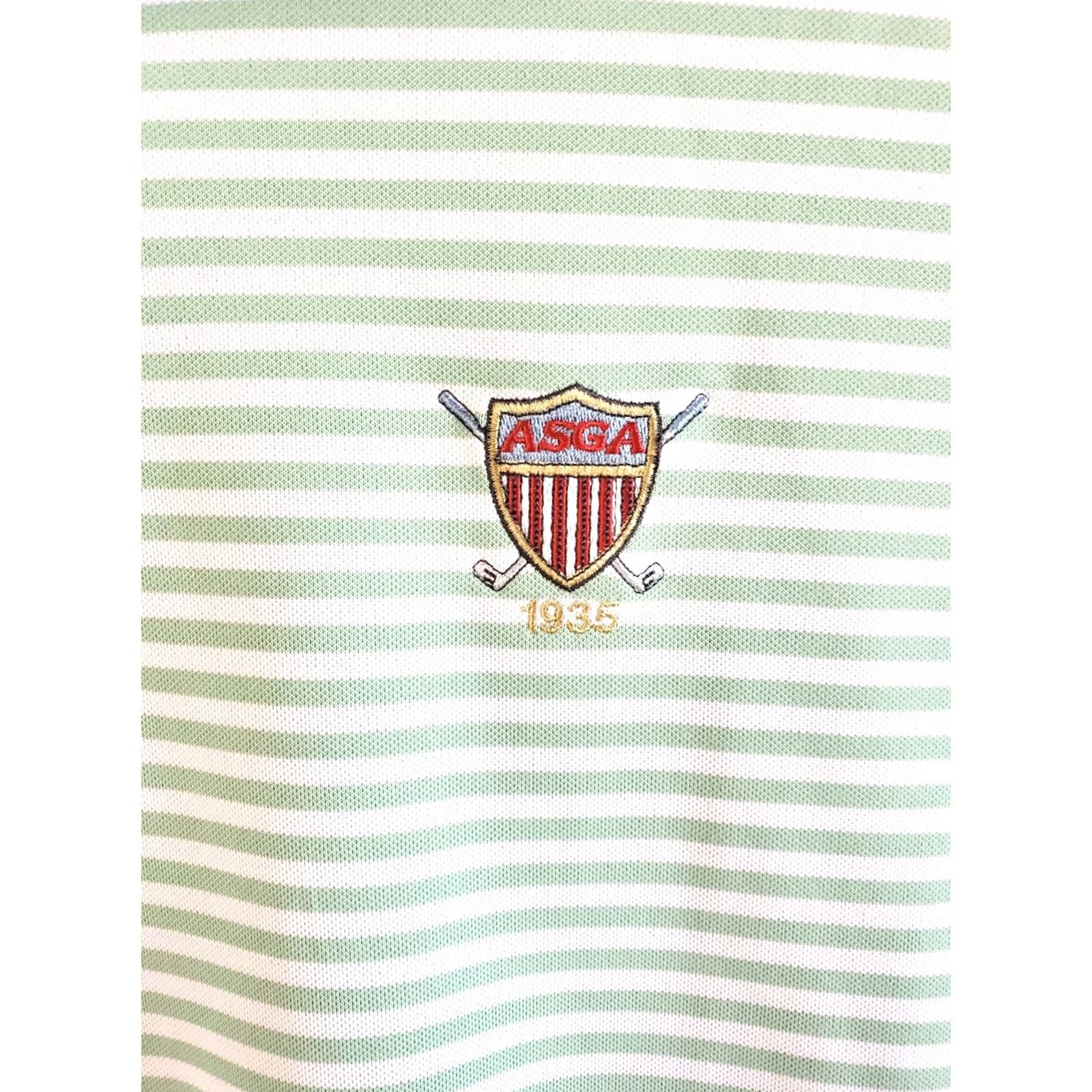 Peter Millar Peter Millar Summer Comfort Polo Shirt Striped Short Sleeve Button Front Mens L Green White Size US L / EU 52-54 / 3 - 5 Thumbnail