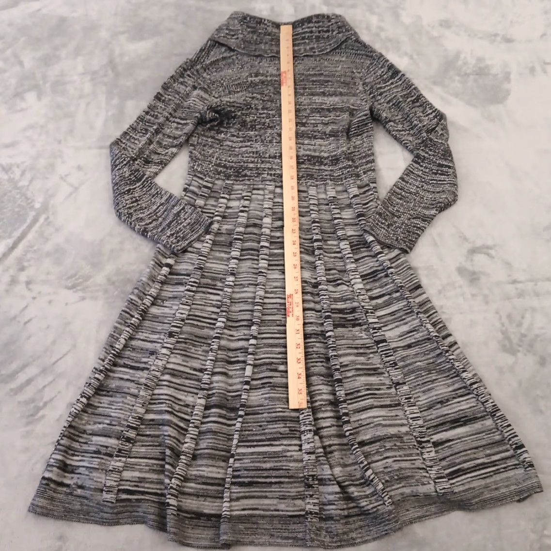 Calvin Klein Calvin Klein Sweater Dress Plus Size 1X Gray Black Striped Long Sleeve Pleated Knit Midi Dress Womens Size XL / US 12-14 / IT 48-50 - 4 Thumbnail