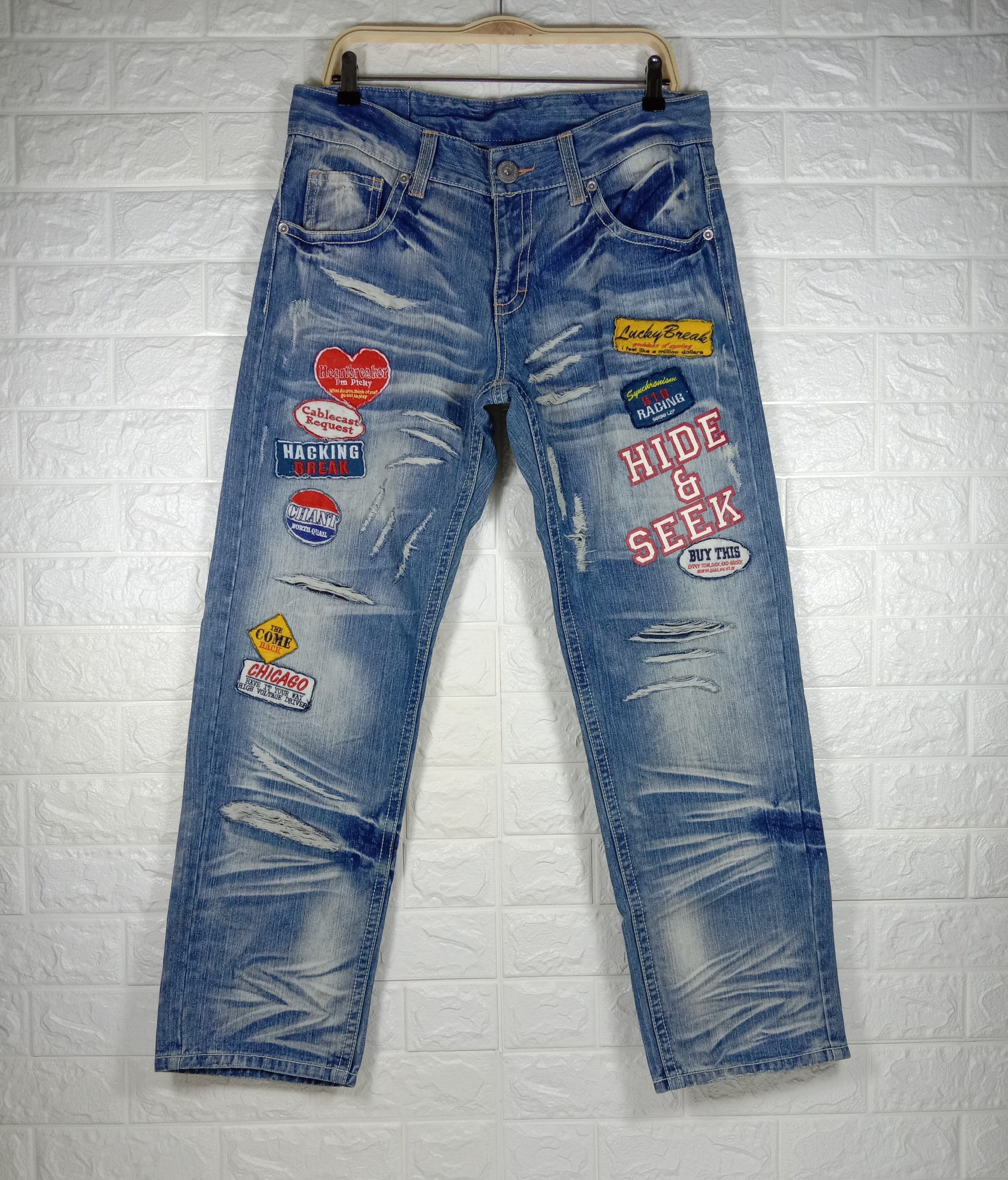 Japanese Brand Vintage Love Denim Patchwork Distressed Design Jeans Size US 34 / EU 50 - 1 Thumbnail