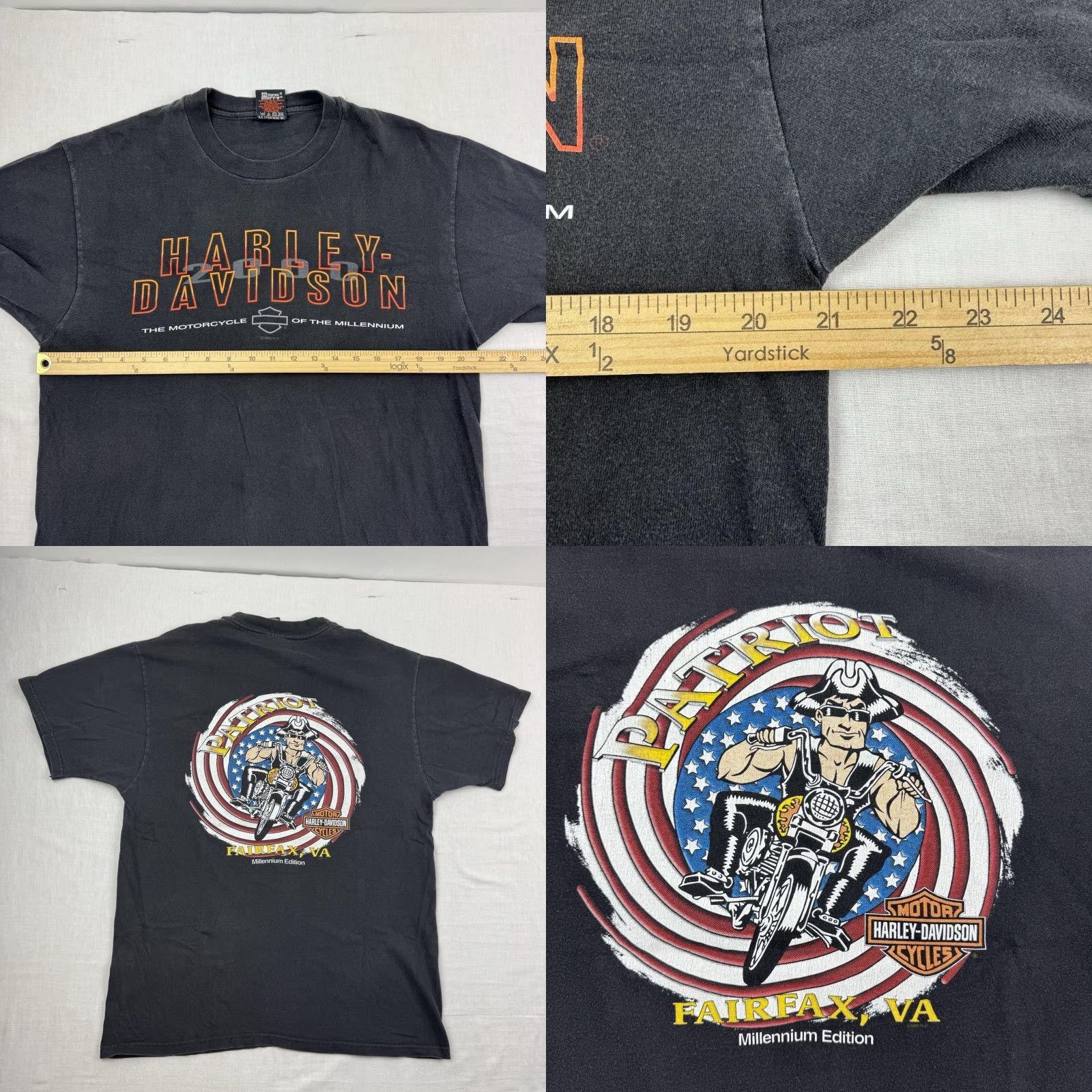 Harley Davidson Vintage Harley-Davidson T Shirt Adult Large Patriot USA Flag Biker Millennium Size US L / EU 52-54 / 3 - 8 Thumbnail