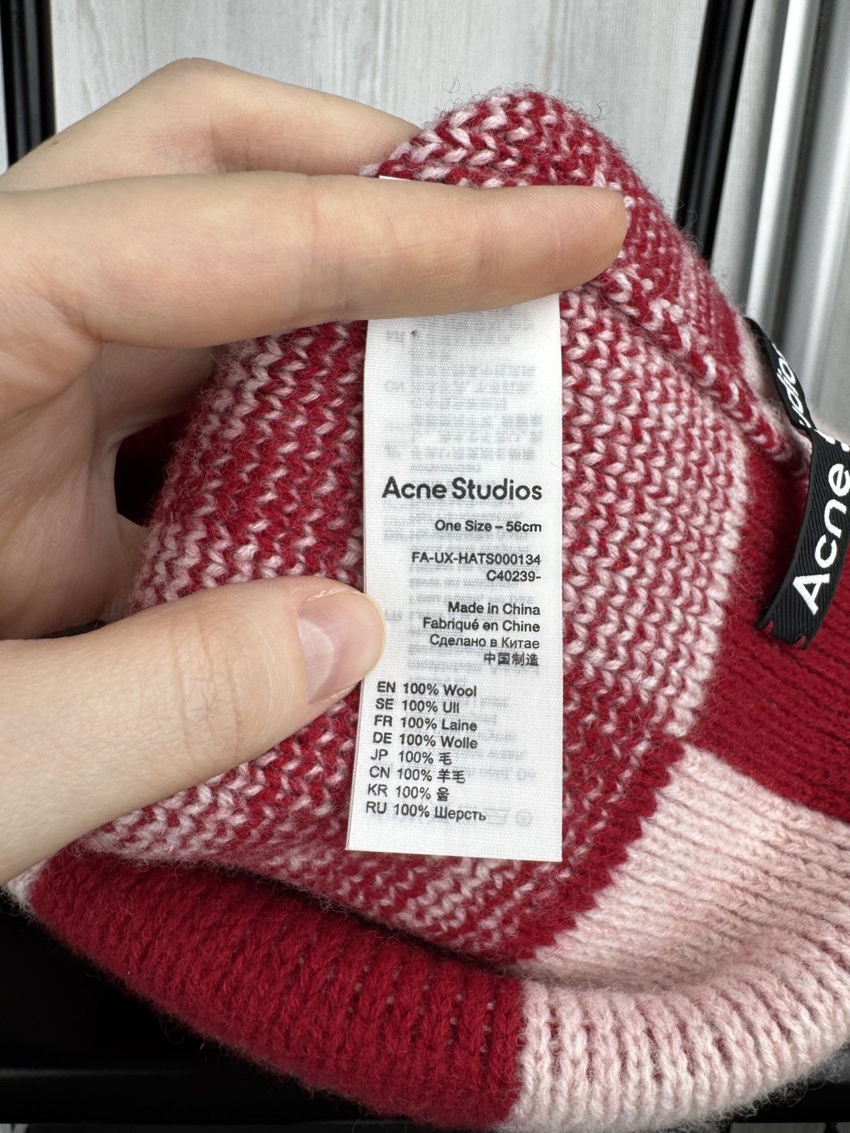 Acne Studios Acne Studios Jacquard Knit Beanie Red/Faded Pink Size ONE SIZE - 8 Thumbnail