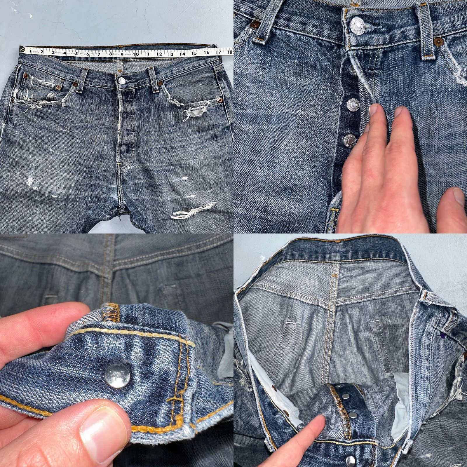 Levi's Levis 501 Vintage Y2K Straight Jeans Blue Med Wash 34x36 90s Men Regular Denim Classic Rise 30 Inseam 34 Blue Size US 34 / EU 50 - 9 Thumbnail