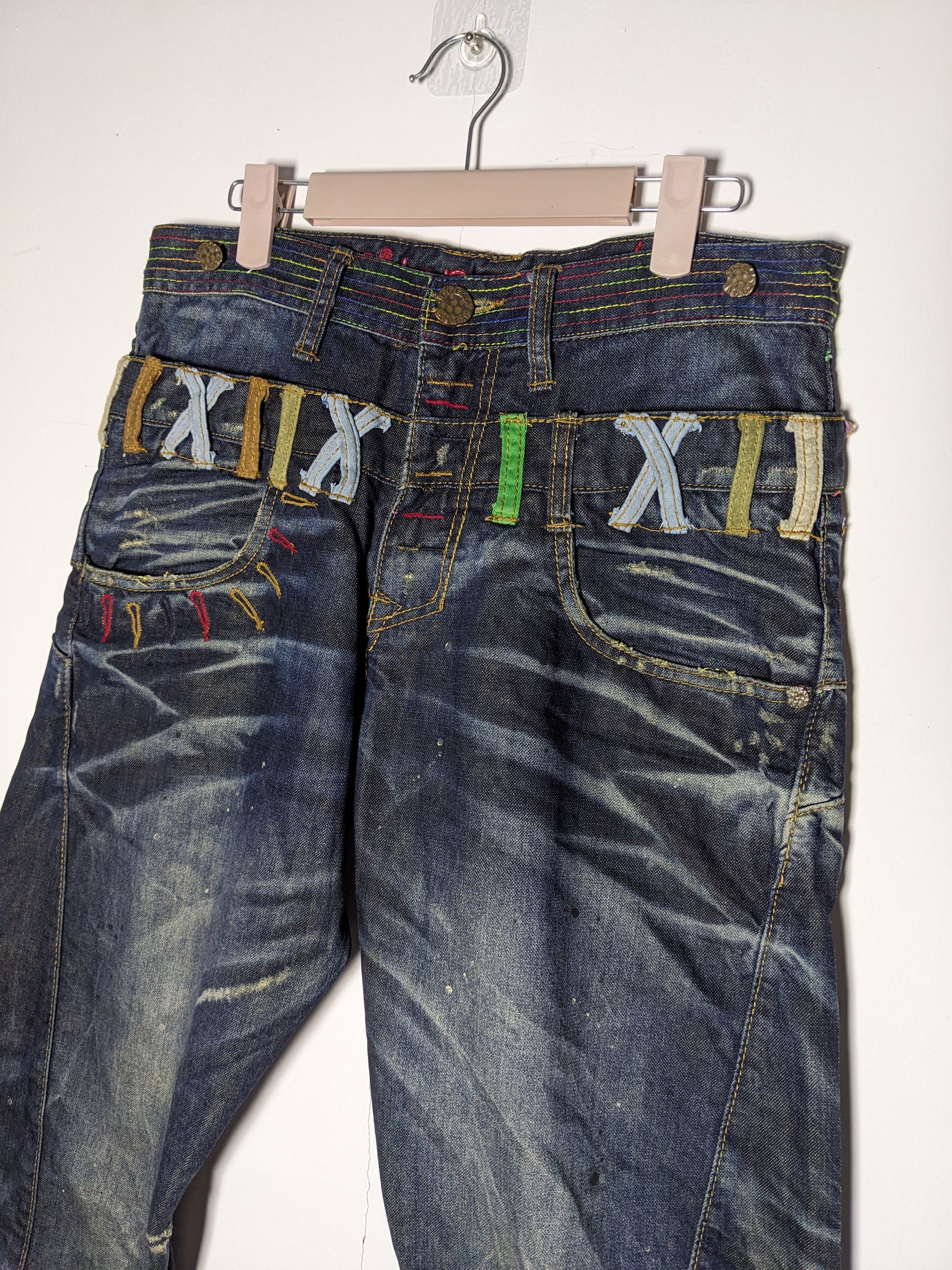 Japanese Brand Joneaa Double Waisted Distressed Twisted Denim Jeans Size US 32 / EU 48 - 3 Thumbnail