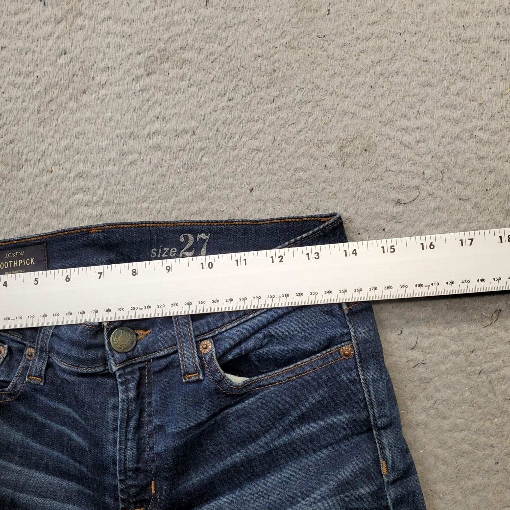 J.Crew J.Crew Toothpick Jeans Womens 27 Blue Denim Faded Whiskered Stretch Skinny Leg Jeans Womens Size 27 Blue Denim Preppy Size 27" / US 4 / IT 40 - 6 Thumbnail