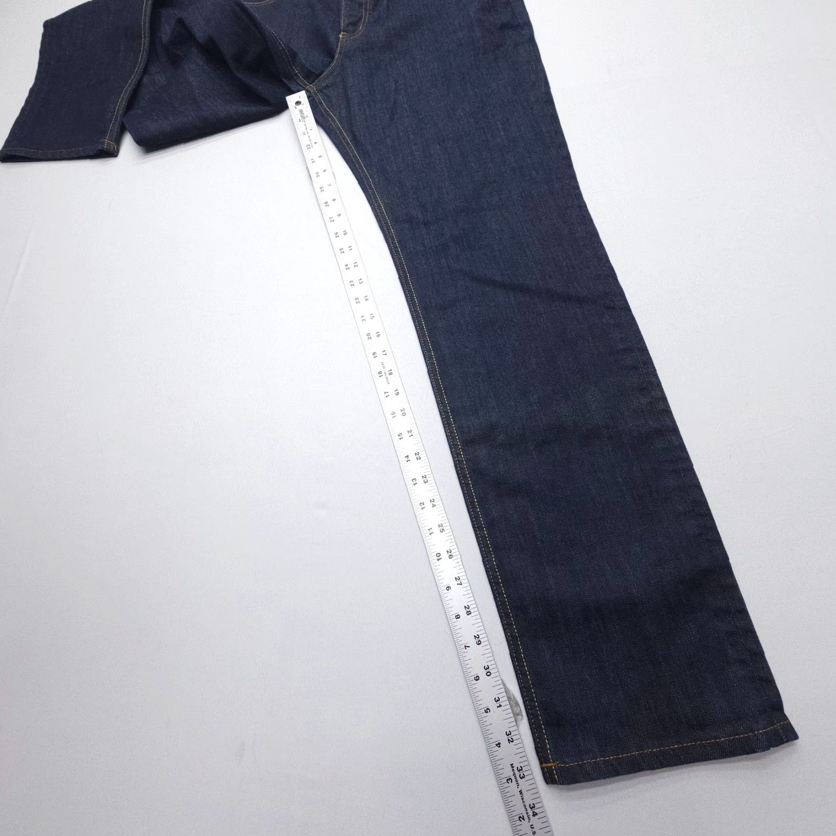 Denime SPoke London Jeans Men Jeans 37x33 Dark Blue Regular Straight Denim Stretch 90s London Theme Mens Size US 37 - 7 Thumbnail