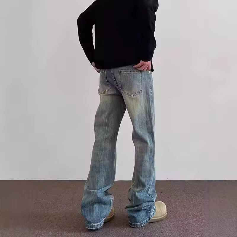 Japanese Brand Vintage style washed and aged casual micro flare jeans Size US 32 / EU 48 - 3 Thumbnail