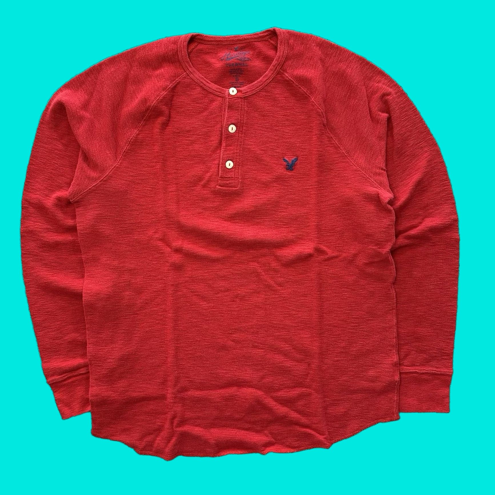 American Eagle Outfitters American Eagle Outfitters Shirt Mens L Red AE Heritage Thermal Long Sleeve Button-Up Henley Casual Shirt Size US L / EU 52-54 / 3 - 1 Thumbnail