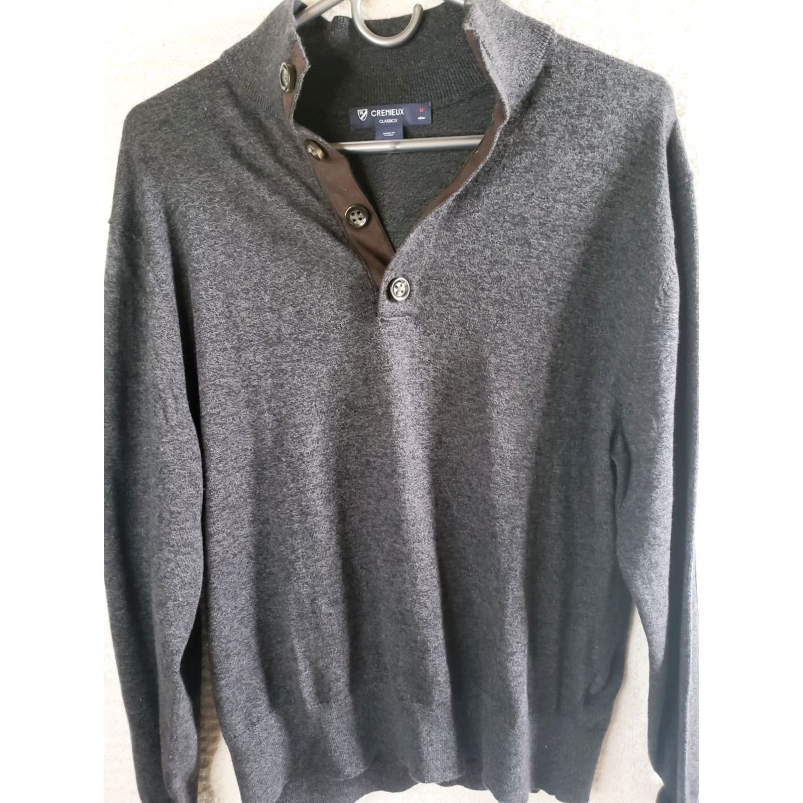 Cremieux Daniel Cremieux Men M Gray Mock Neck 1/4 Button Sweater Shirt Pullover Knit Long Sleeve Button Neckline Cable Size US M / EU 48-50 / 2 - 2 Thumbnail
