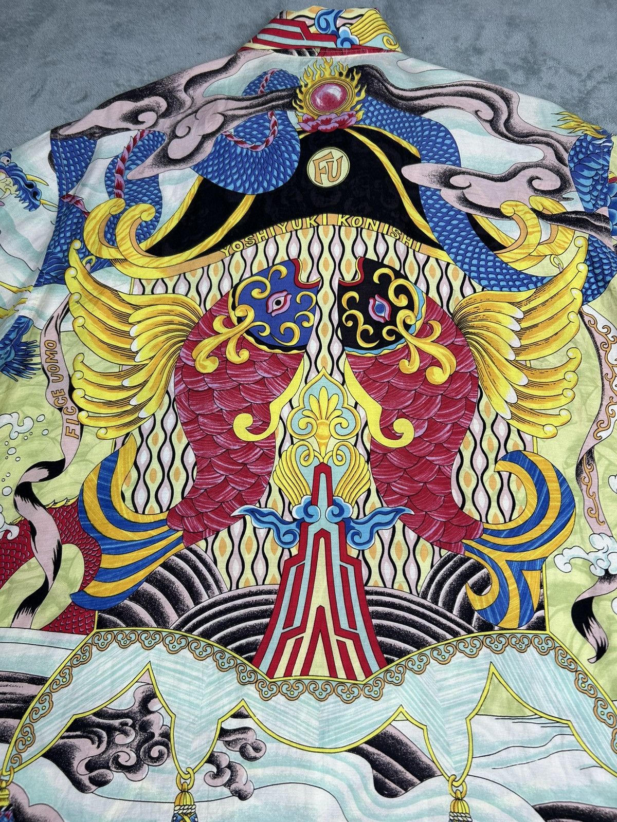 Yoshiyuki Konishi Vintage Yoshiyuki Konishi Bold Dragon Tatoo Style Button Up Size US L / EU 52-54 / 3 - 9 Thumbnail