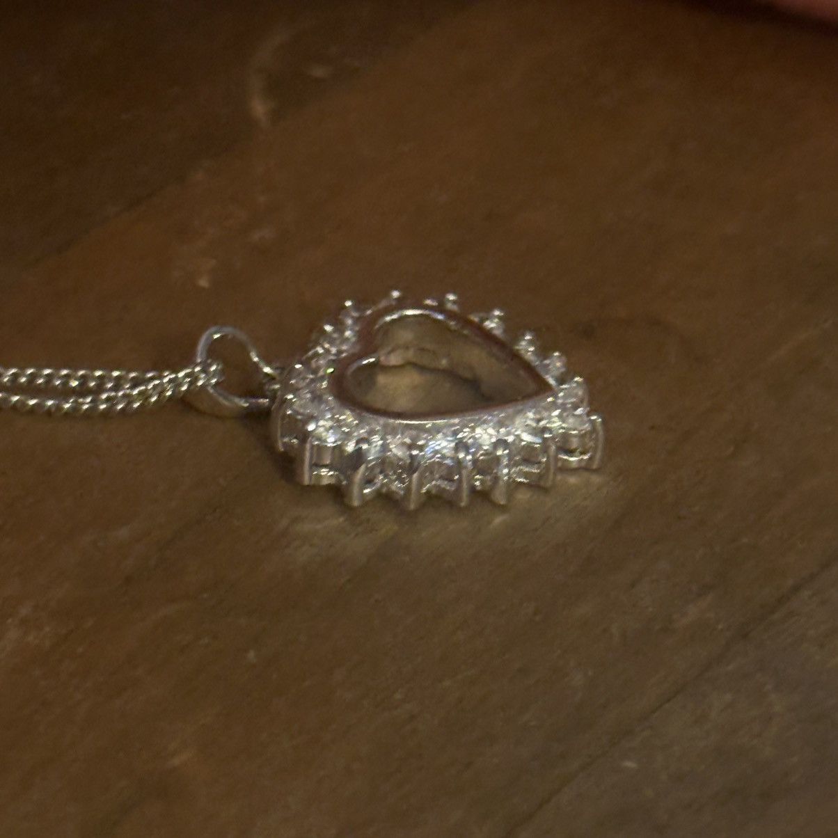 Vintage Vintage silver Cubic Zirconia open heart pendant necklace Size ONE SIZE - 5 Thumbnail