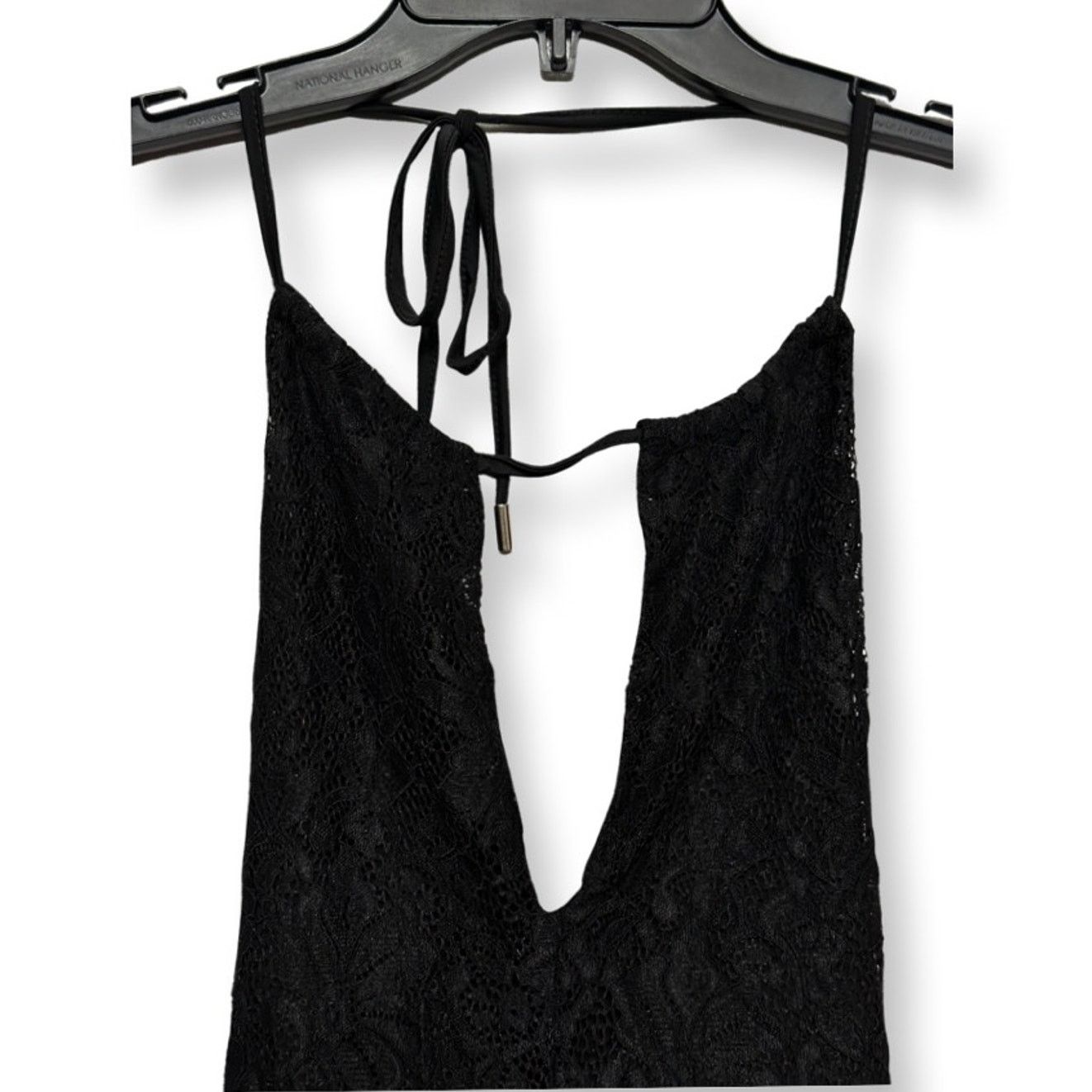 Other AFRM Bodysuit Sleeveless Deep Plunge Lace Overlay Black W S Size S / US 4 / IT 40 - 3 Thumbnail