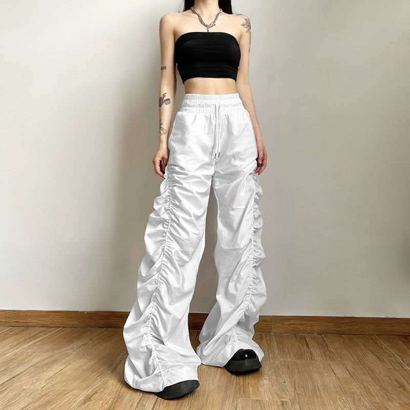 Designer × Japanese Brand × Vintage Vintage Baggy Punk Crinkle Sides Wide Leg Oversize Trousers Size 28" / US 6 / IT 42 - 1 Thumbnail