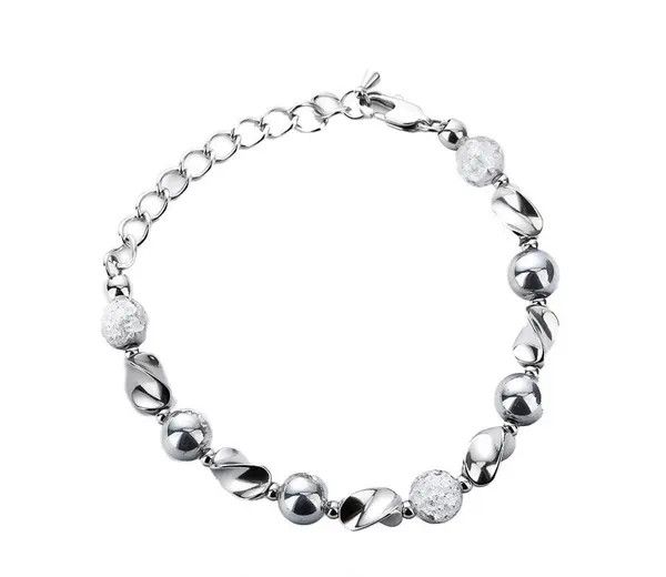 Jewelry Silver and White Beaded Men's Bracelet Size ONE SIZE - 5 Thumbnail