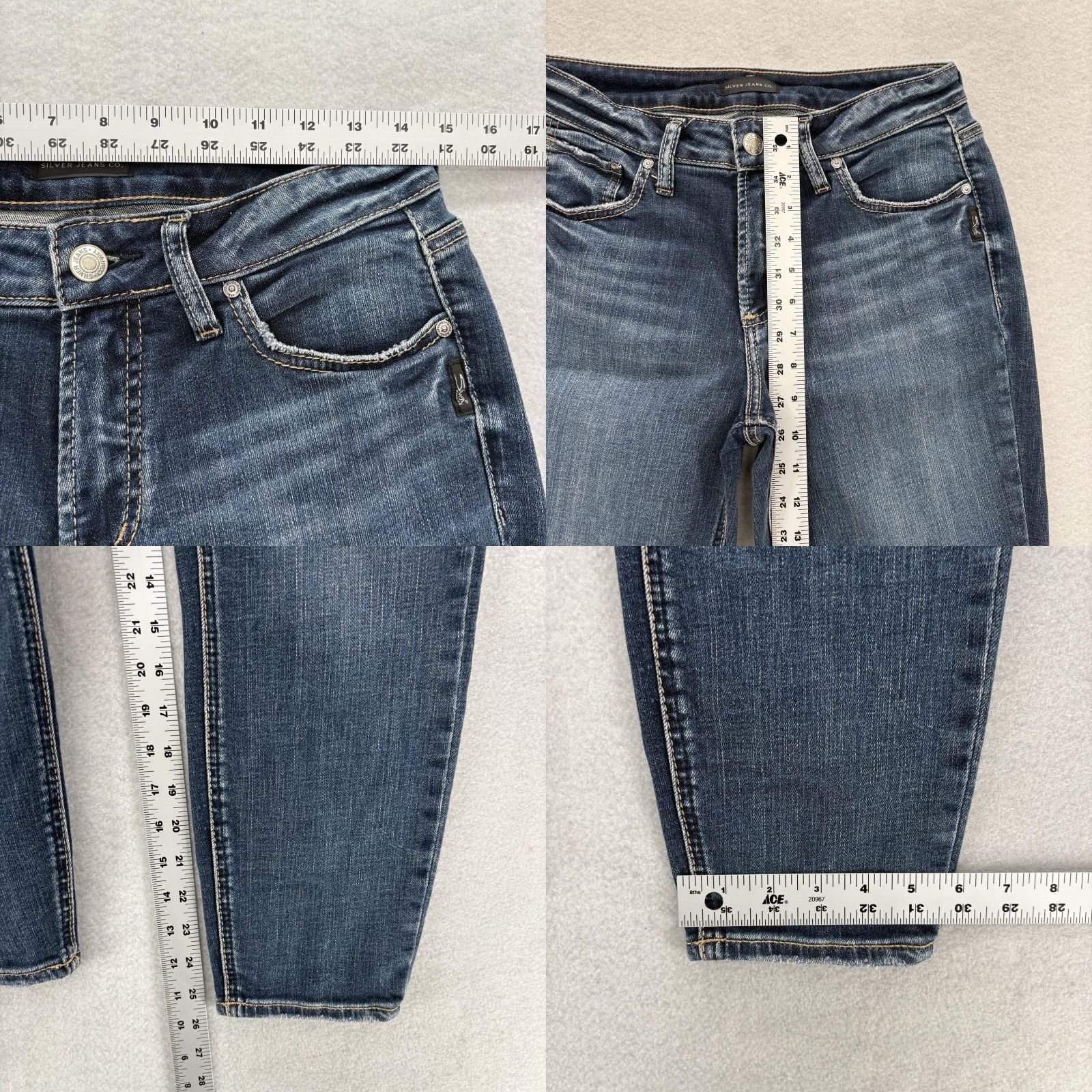 Silver Jeans Co. VINTAGE? No. Silver Jeans Suki Skinny Crop Womens 29x26 Blue Stretch Denim Grunge Western Size 29" - 8 Thumbnail