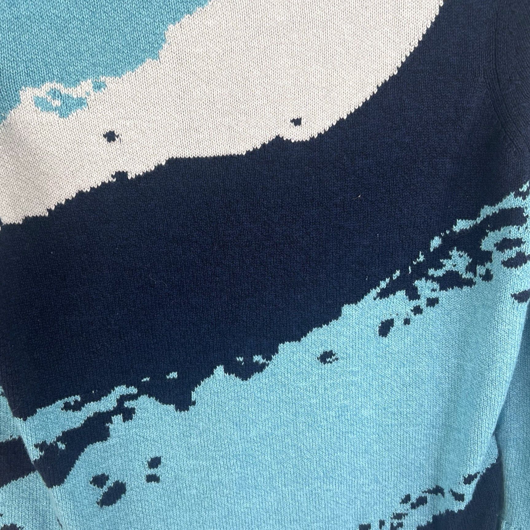 NIC+ZOE Nic + Zoe Sky Scene Art Sweater Womens M Blue Geometric Knit Pullover Round Neck All Seasons Size M / US 6-8 / IT 42-44 - 5 Thumbnail
