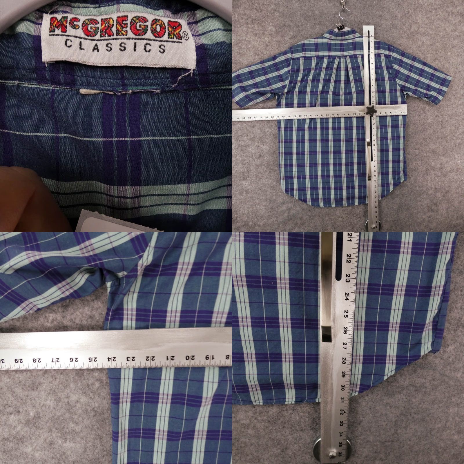 McGregor McGregor Shirt Mens L Short Sleeve Button-Up Blue Plaid Classic Size US L / EU 52-54 / 3 - 8 Thumbnail