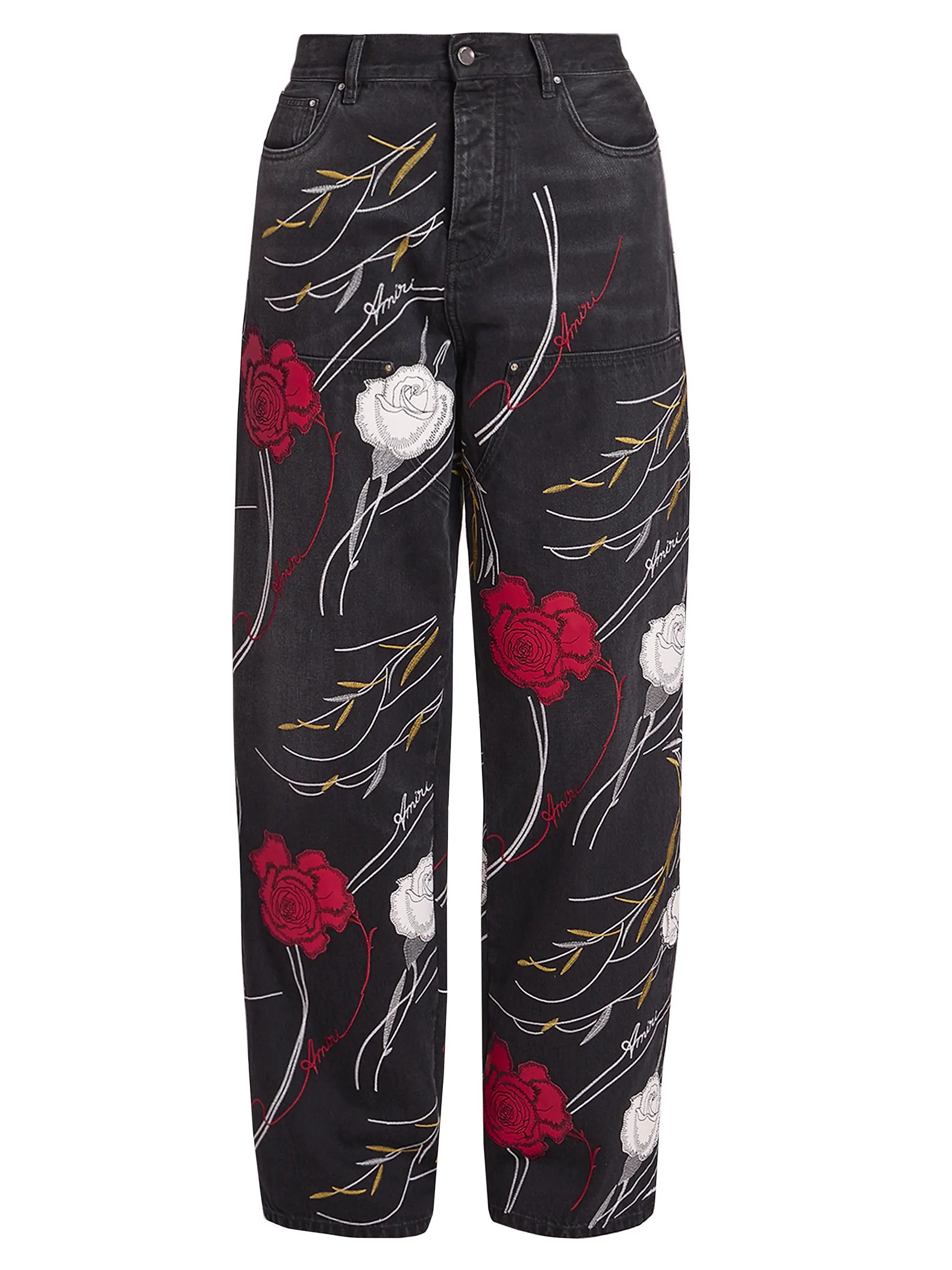 os11x1225 Floral Relaxed Carpenter Jeans in Multicolor