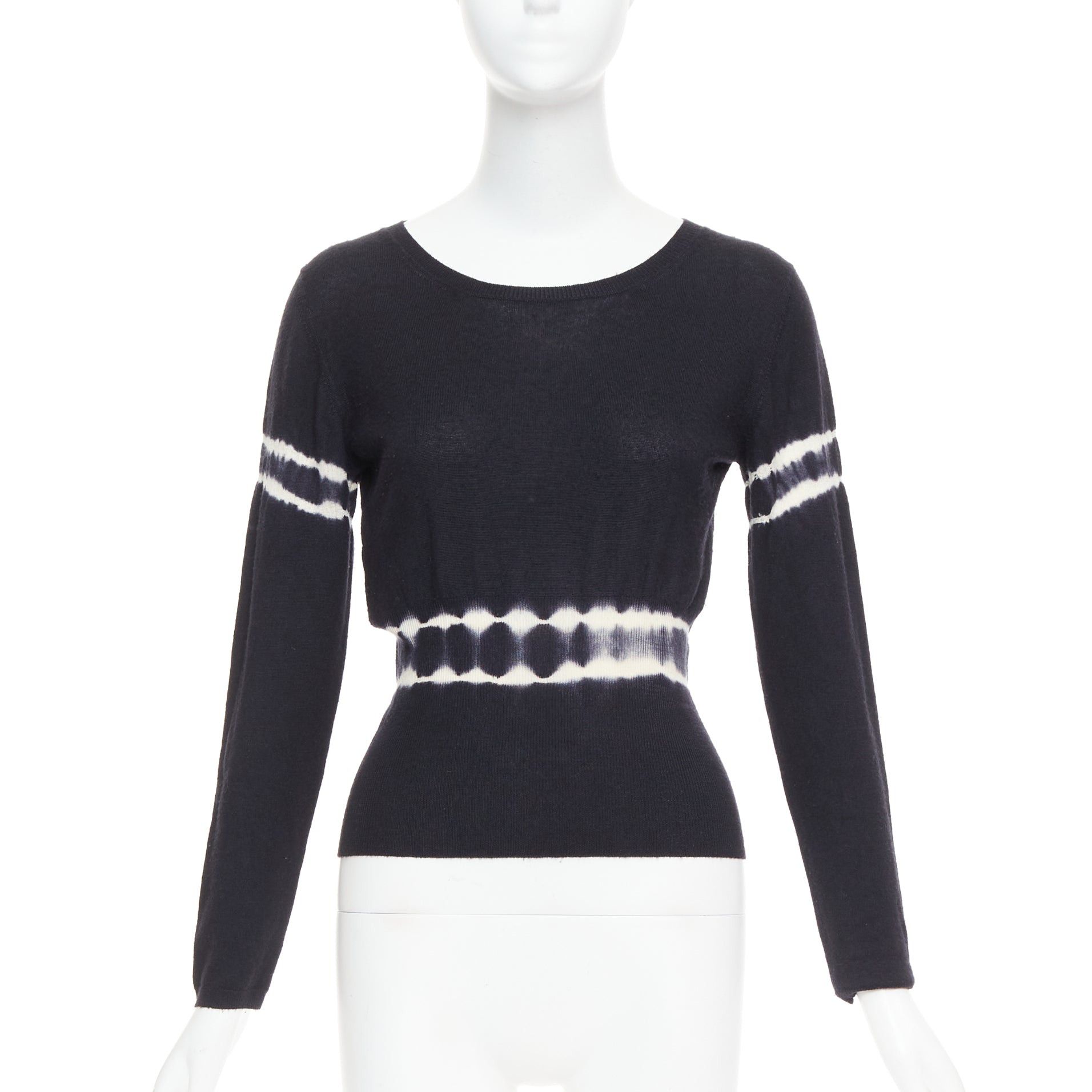 Miu Miu MIU MIU 2013 black cashmere silk tie dye cinched waist pullover sweater IT40 S Size S / US 4 / IT 40 - 1 Thumbnail