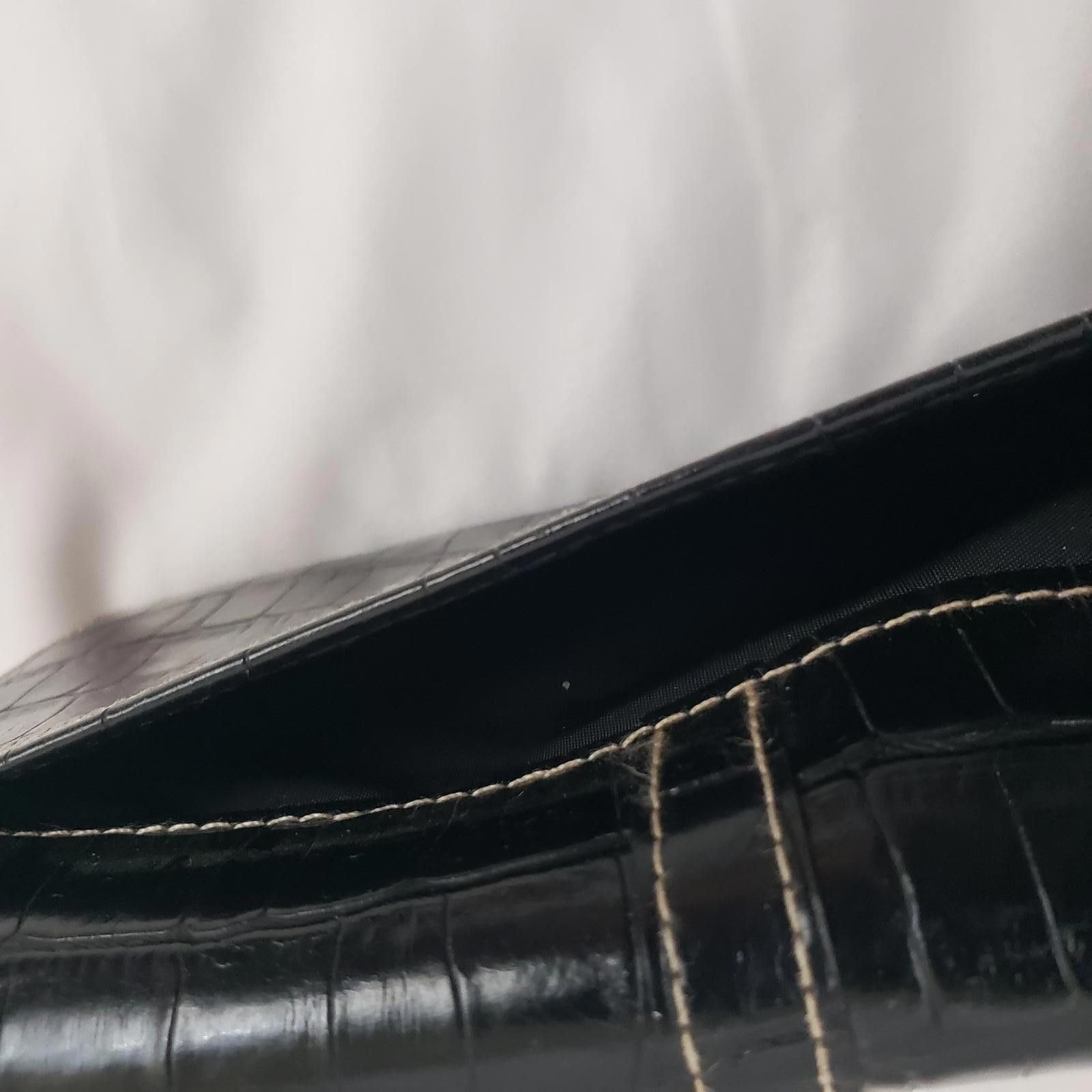 Designer VTG Stylish Black Croc-Pattern Wallet Size ONE SIZE - 3 Thumbnail