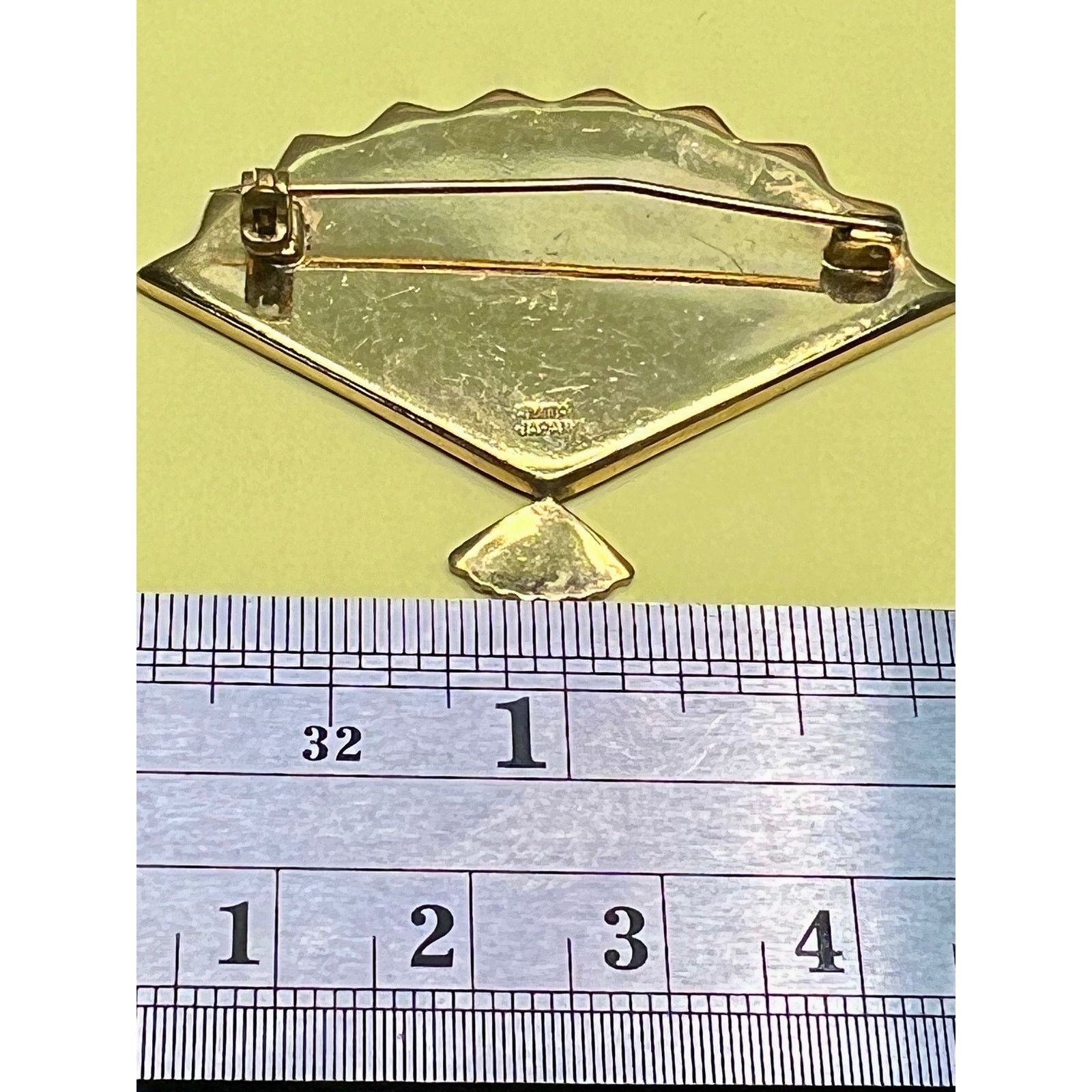 & Other Stories Amita Japan Black Gold Fuji Village Fan Brooch Pin Size ONE SIZE - 7 Thumbnail