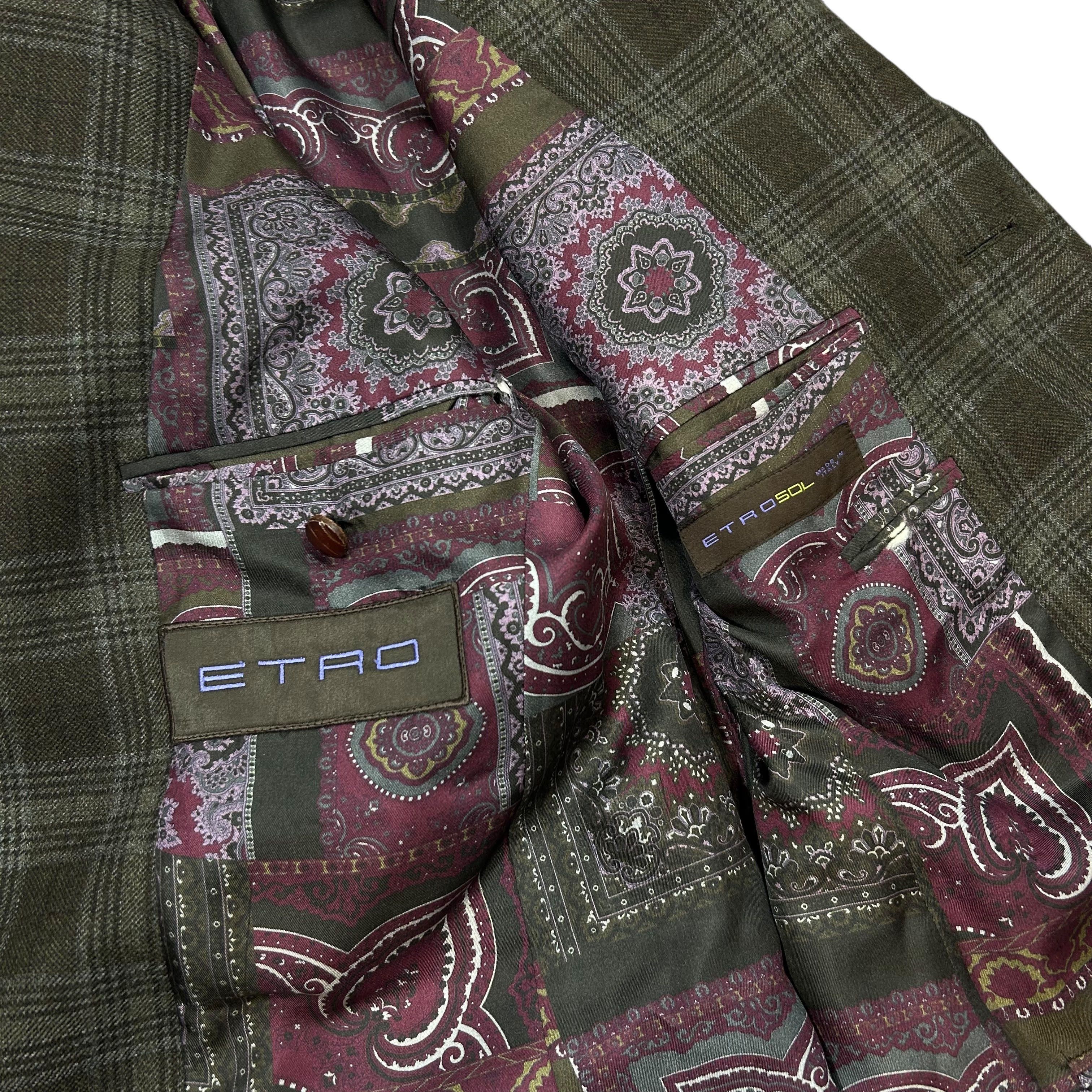 Etro Etro Milano Gray Brown Check Wool Silk Lined Blazer 50L Size 50L - 3 Thumbnail